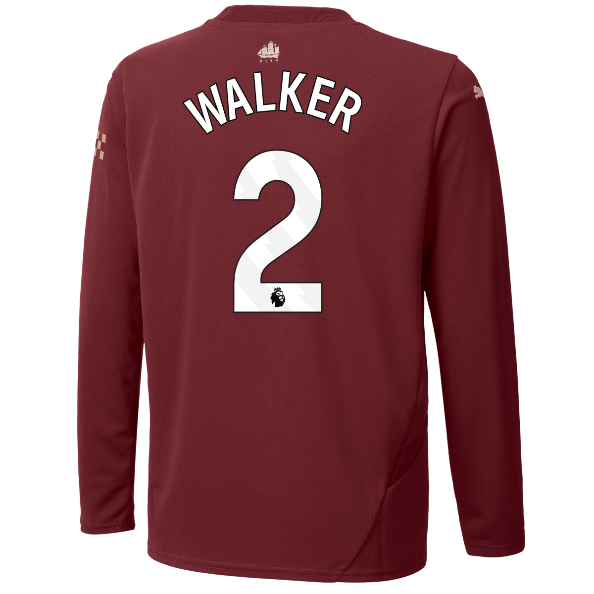 kids manchester city third jersey burgundy 202425 long sleeve with walker 2 printing | Offizieller Manchester City Store