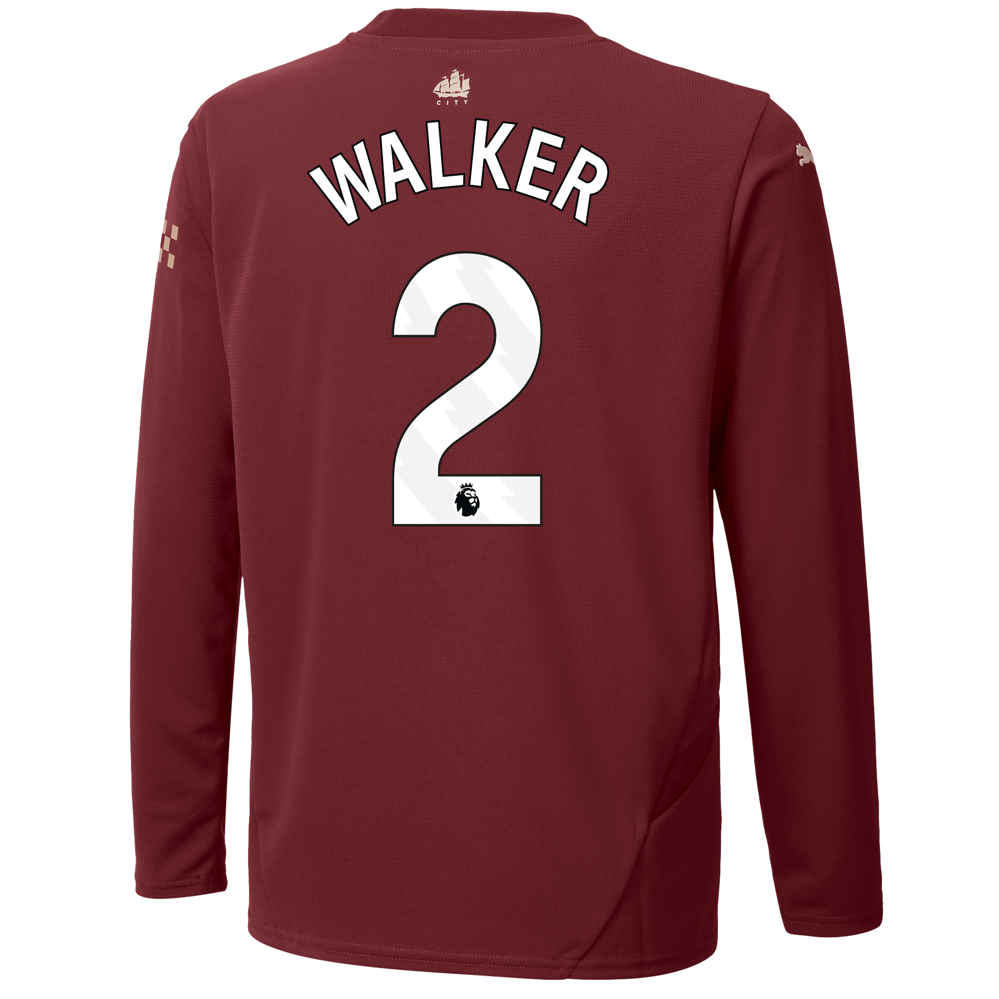 kids manchester city third jersey burgundy 202425 long sleeve with walker 2 printing | Offizieller Manchester City Store