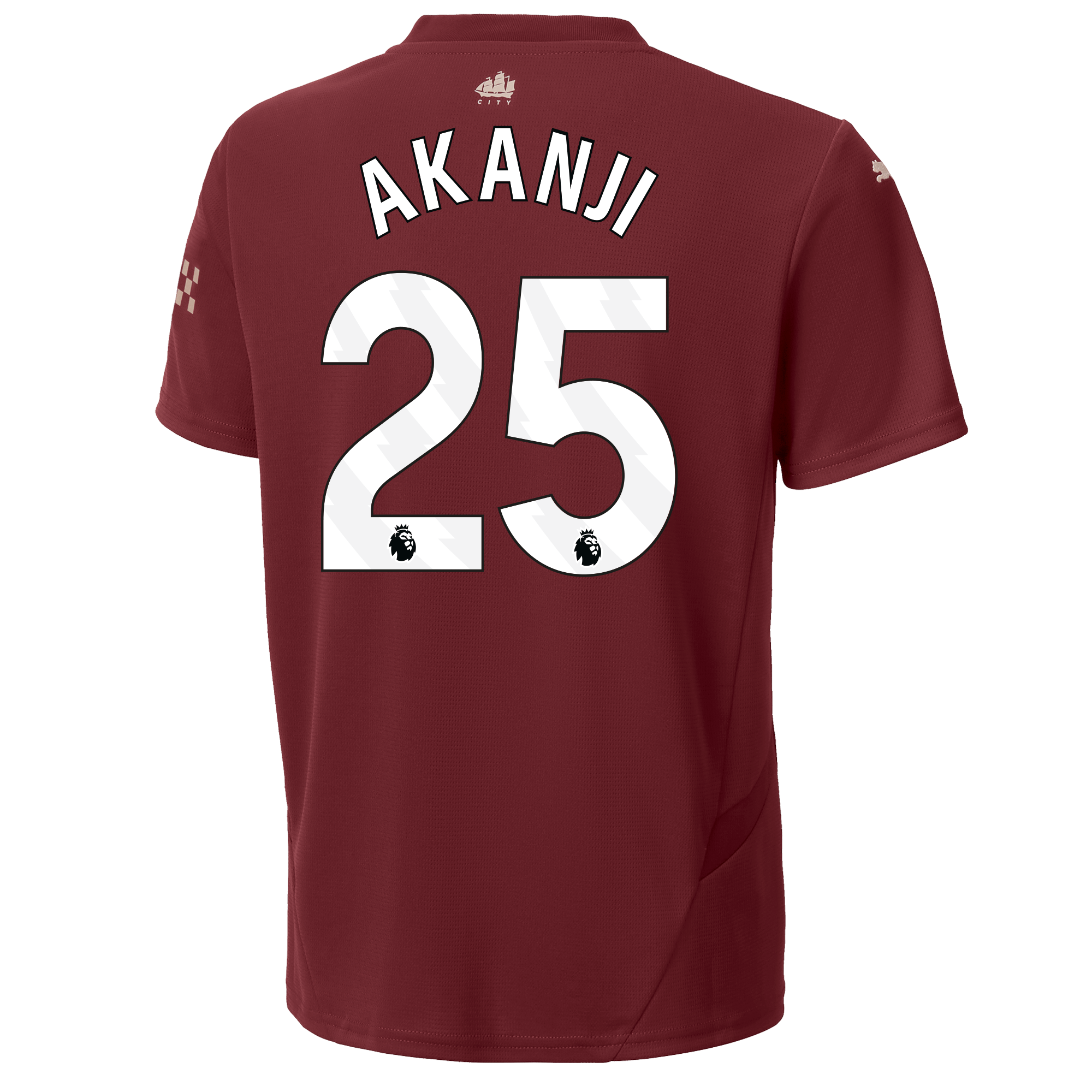 kids manchester city third jersey burgundy 202425 with akanji 25 printing | Offizieller Manchester City Store