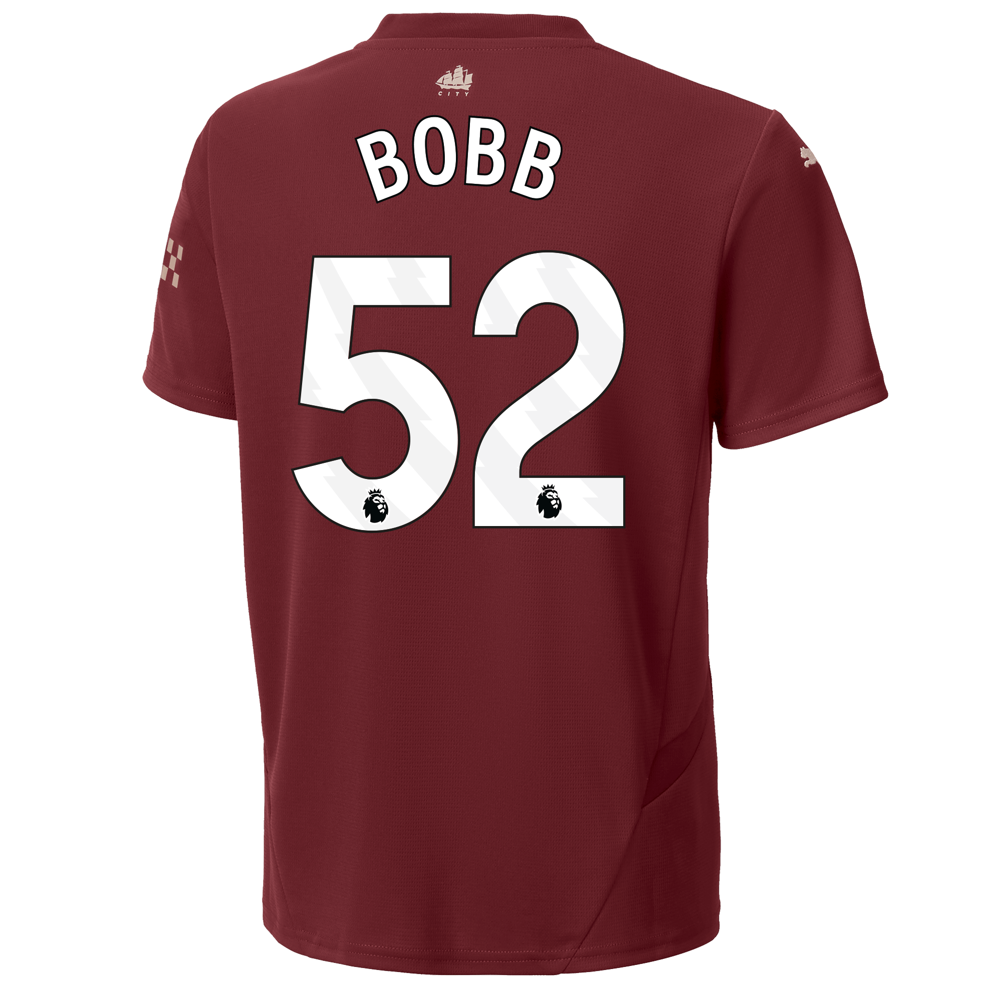 kids manchester city third jersey burgundy 202425 with bobb 52 printing | Offizieller Manchester City Store