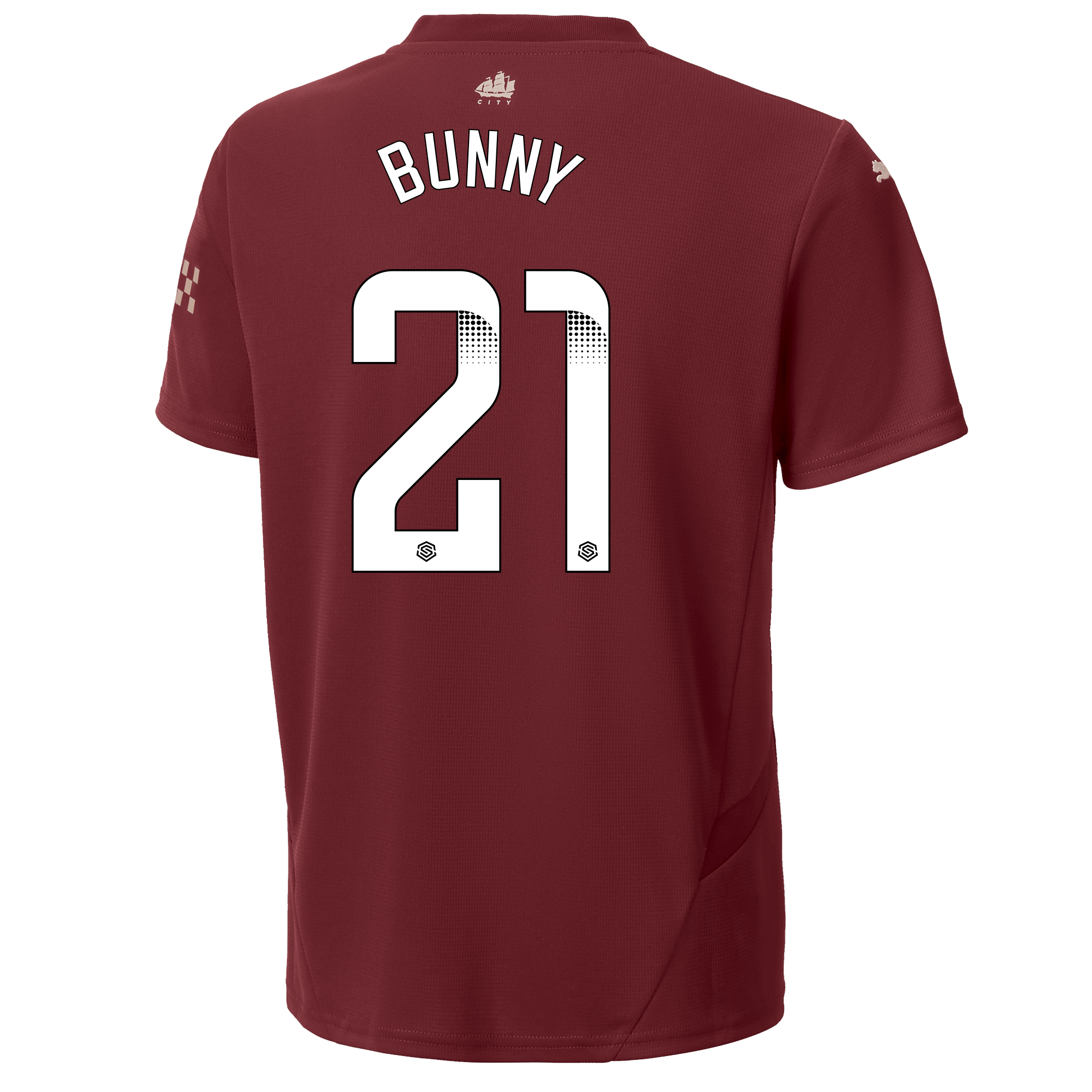 kids manchester city third jersey burgundy 202425 with bunny 21 printing | Offizieller Manchester City Store