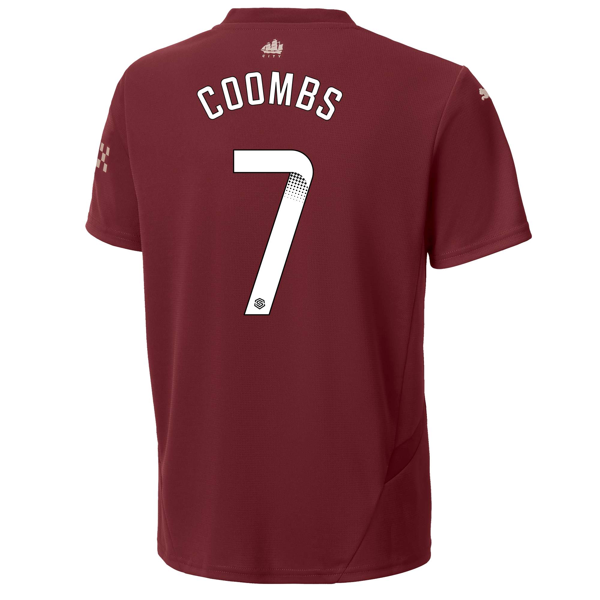 kids manchester city third jersey burgundy 202425 with coombs 7 printing | Offizieller Manchester City Store