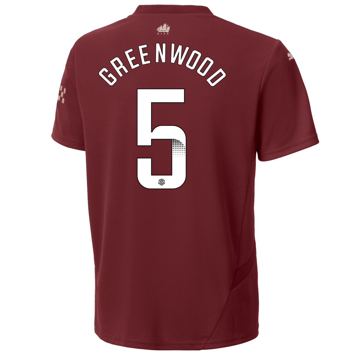 kids manchester city third jersey burgundy 202425 with greenwood 5 printing | Offizieller Manchester City Store