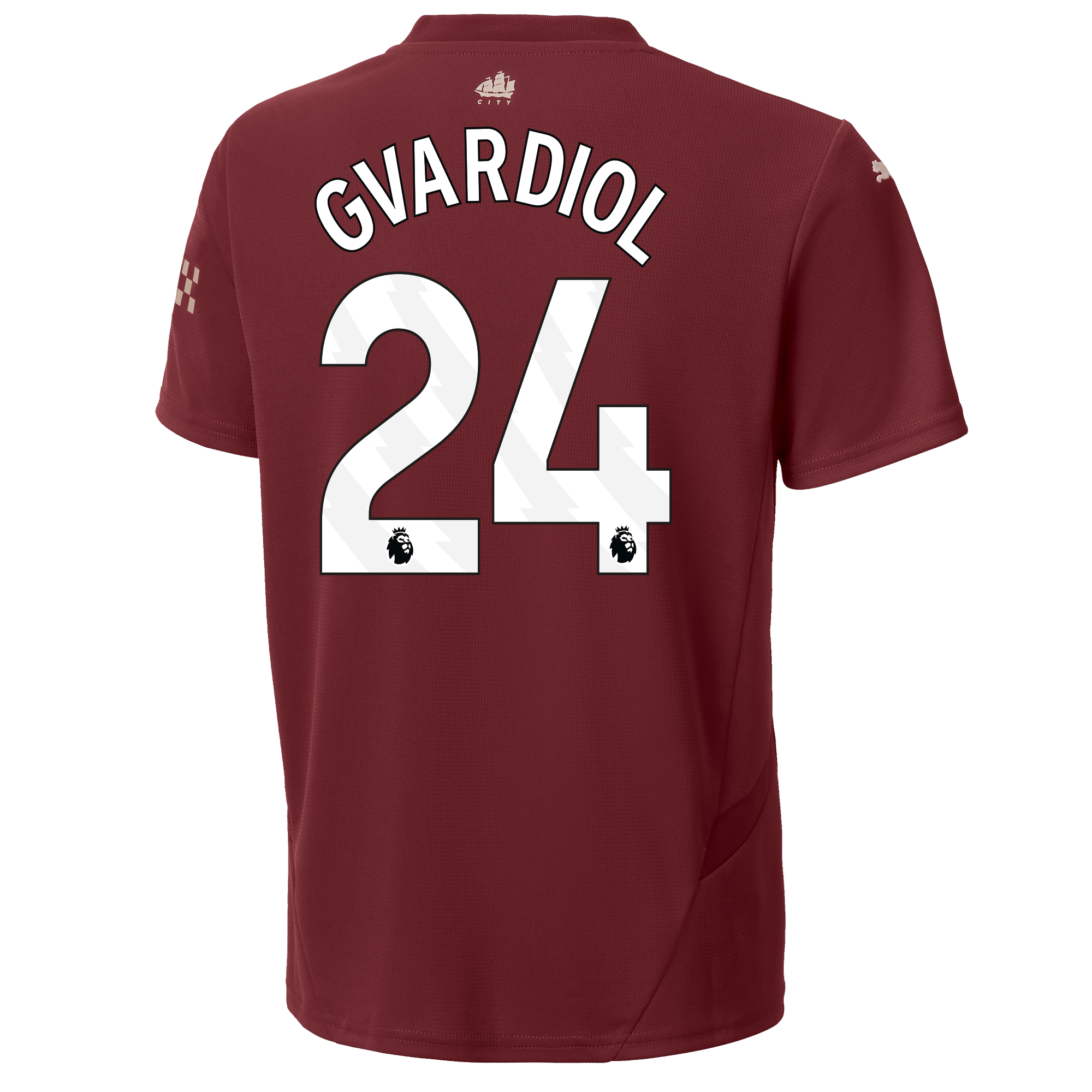 kids manchester city third jersey burgundy 202425 with gvardiol 24 printing | Offizieller Manchester City Store