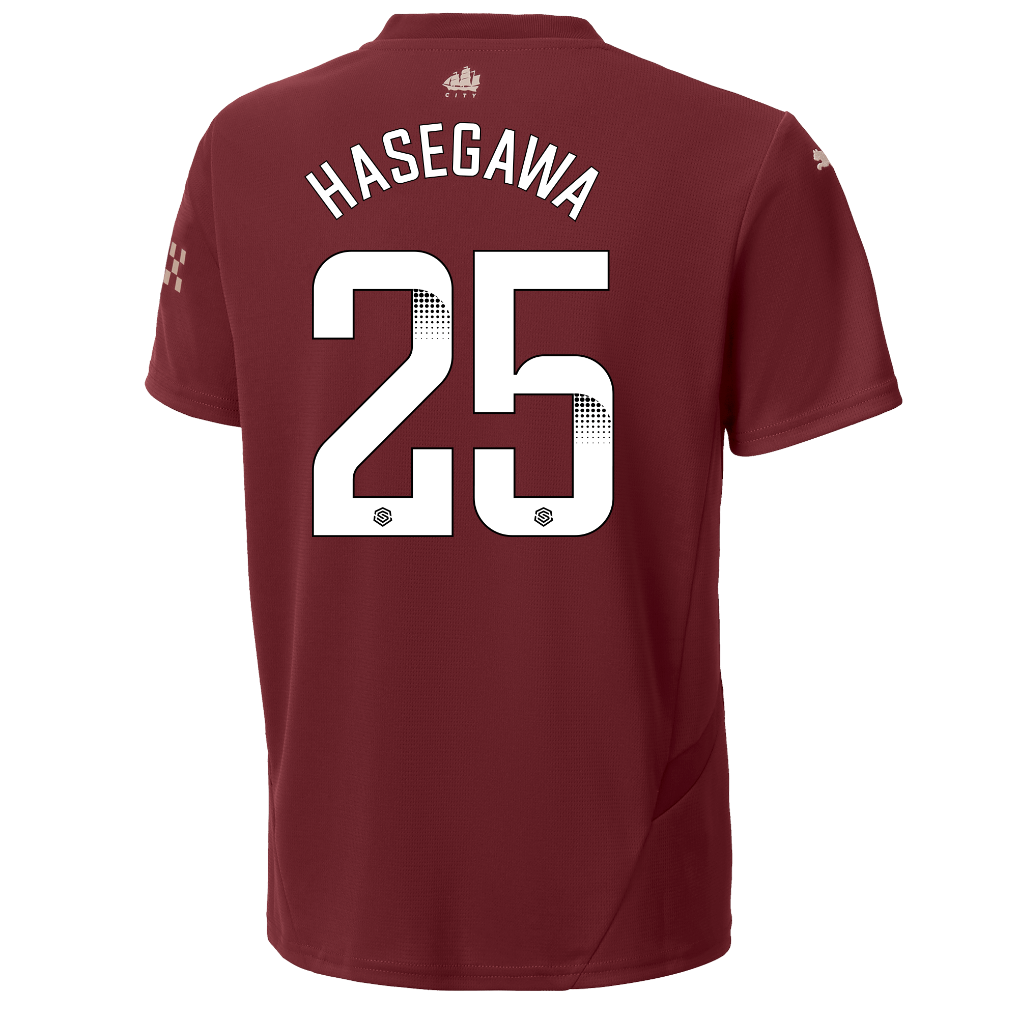 kids manchester city third jersey burgundy 202425 with hasegawa 25 printing | Offizieller Manchester City Store