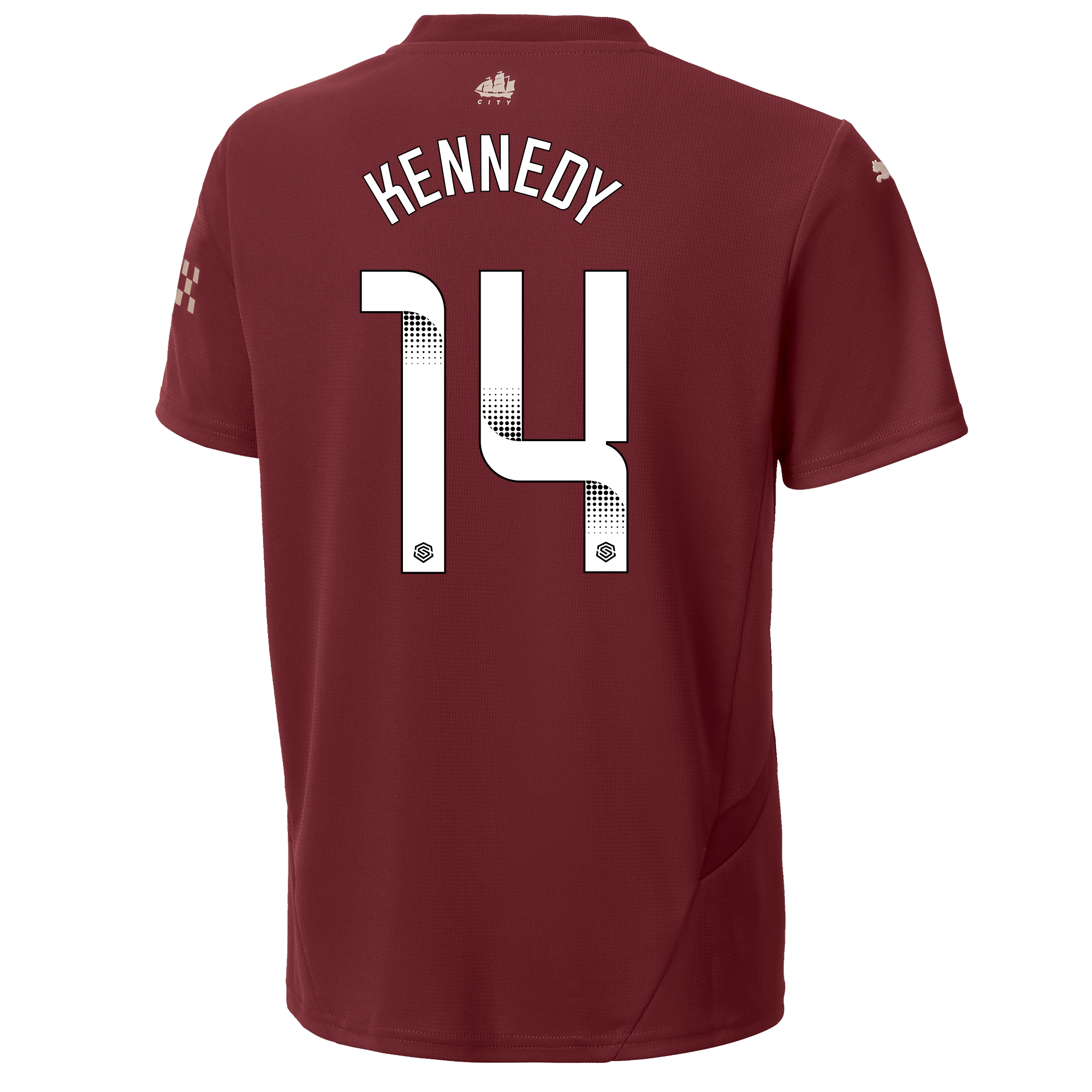 kids manchester city third jersey burgundy 202425 with kennedy 14 printing | Offizieller Manchester City Store