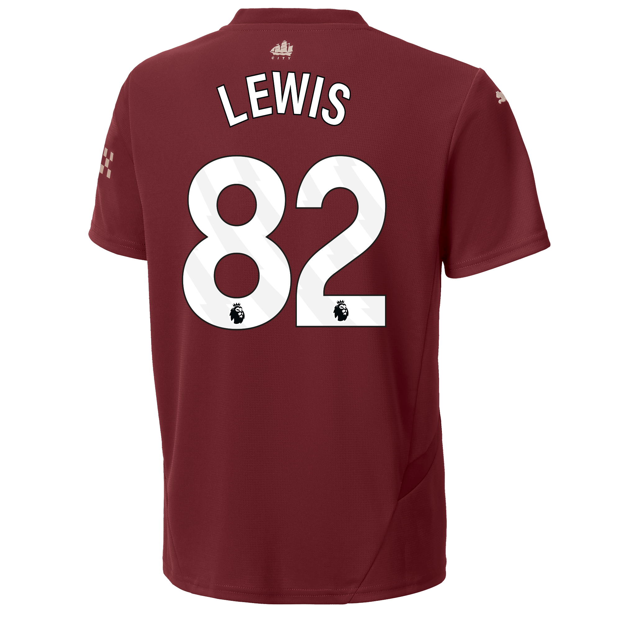 kids manchester city third jersey burgundy 202425 with lewis 82 printing | Offizieller Manchester City Store