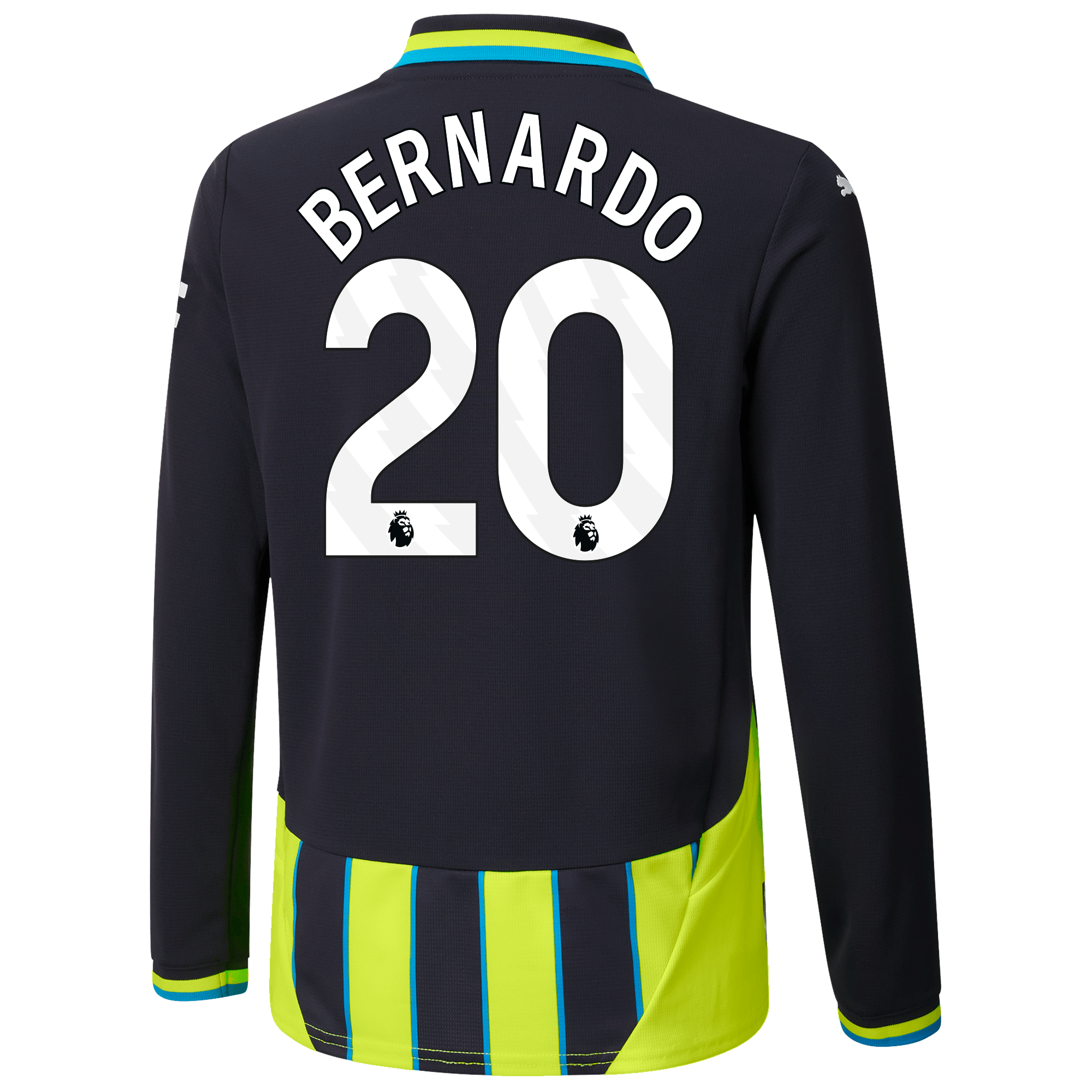 kinder manchester city away jersey 202425 long sleeve with bernardo 20 printing | Offizieller Manchester City Store