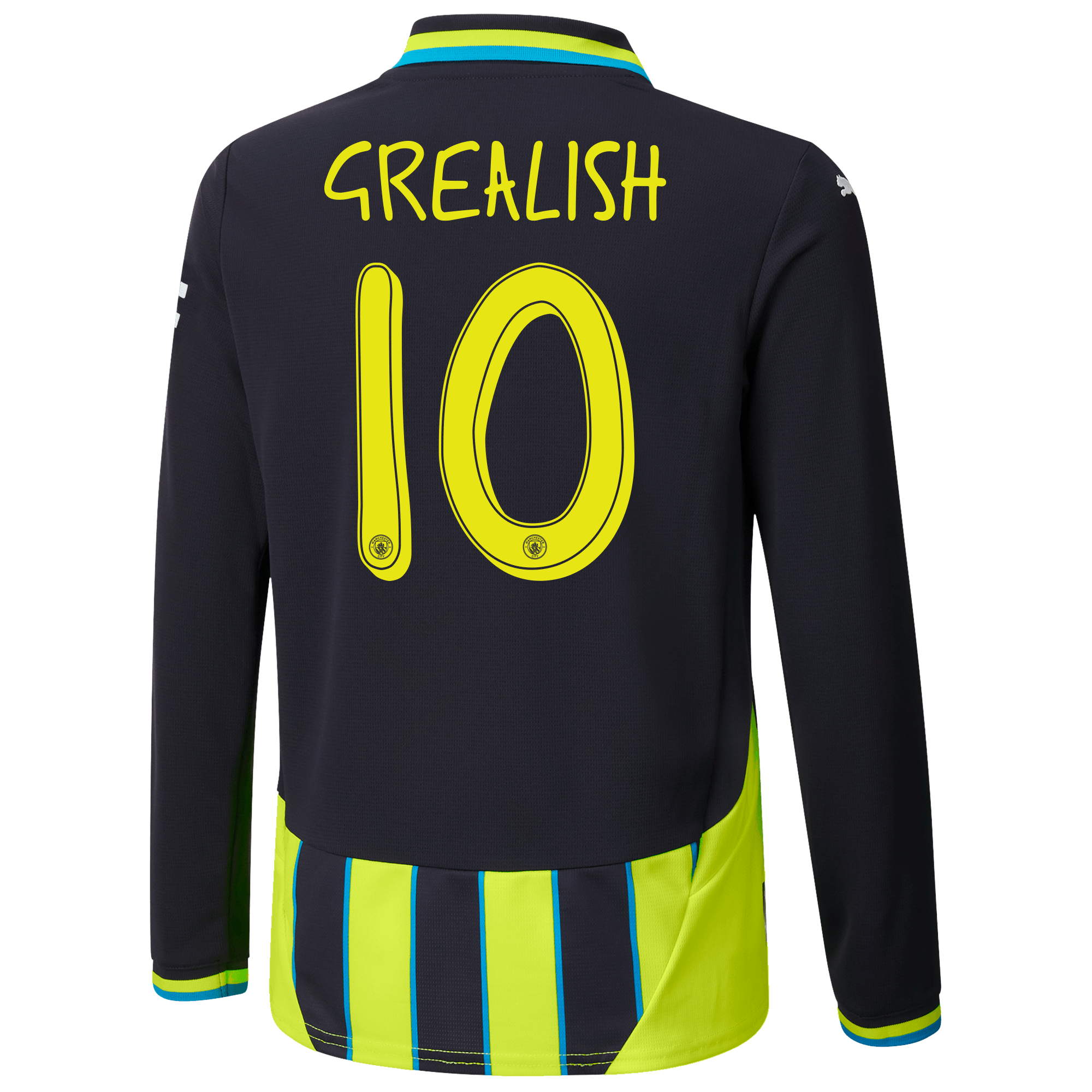 kinder manchester city away jersey 202425 long sleeve with grealish 10 printing | Offizieller Manchester City Store