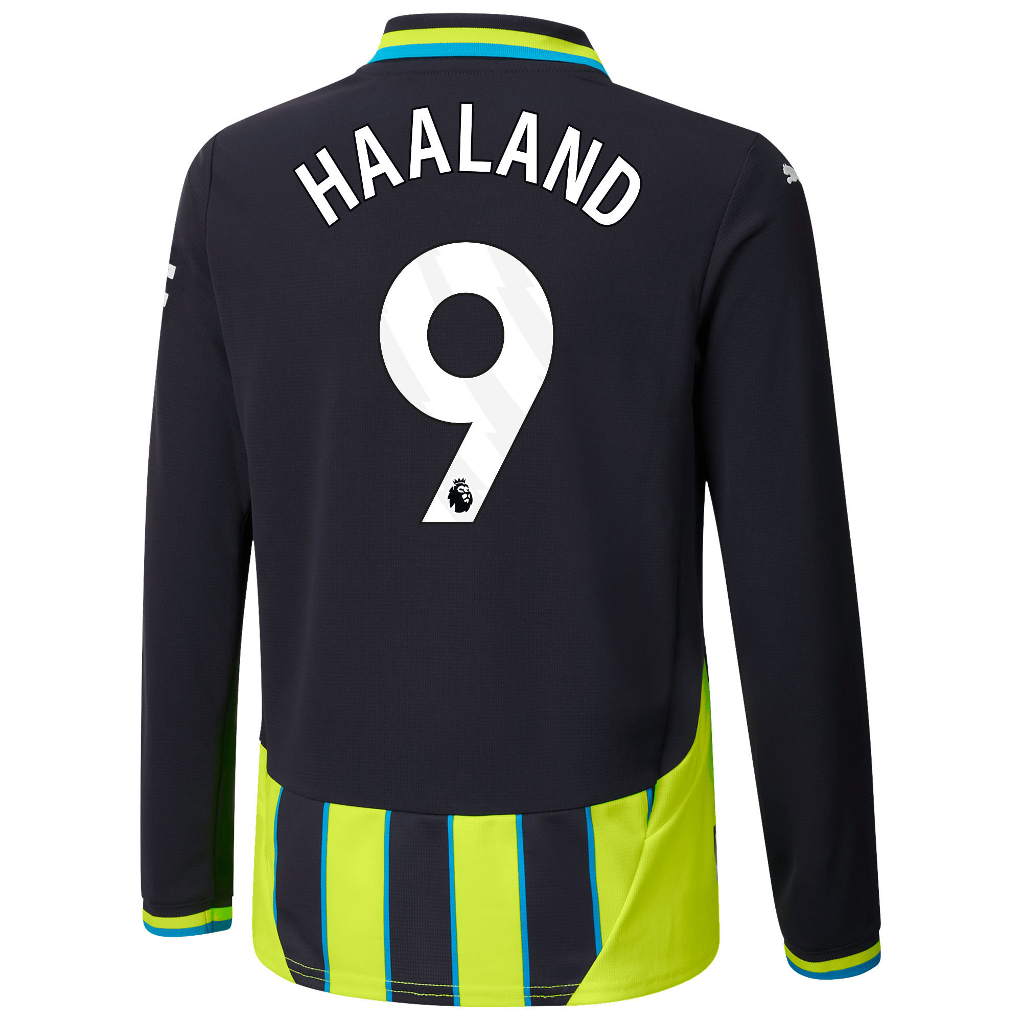 kinder manchester city away jersey 202425 long sleeve with haaland 9 printing | Offizieller Manchester City Store