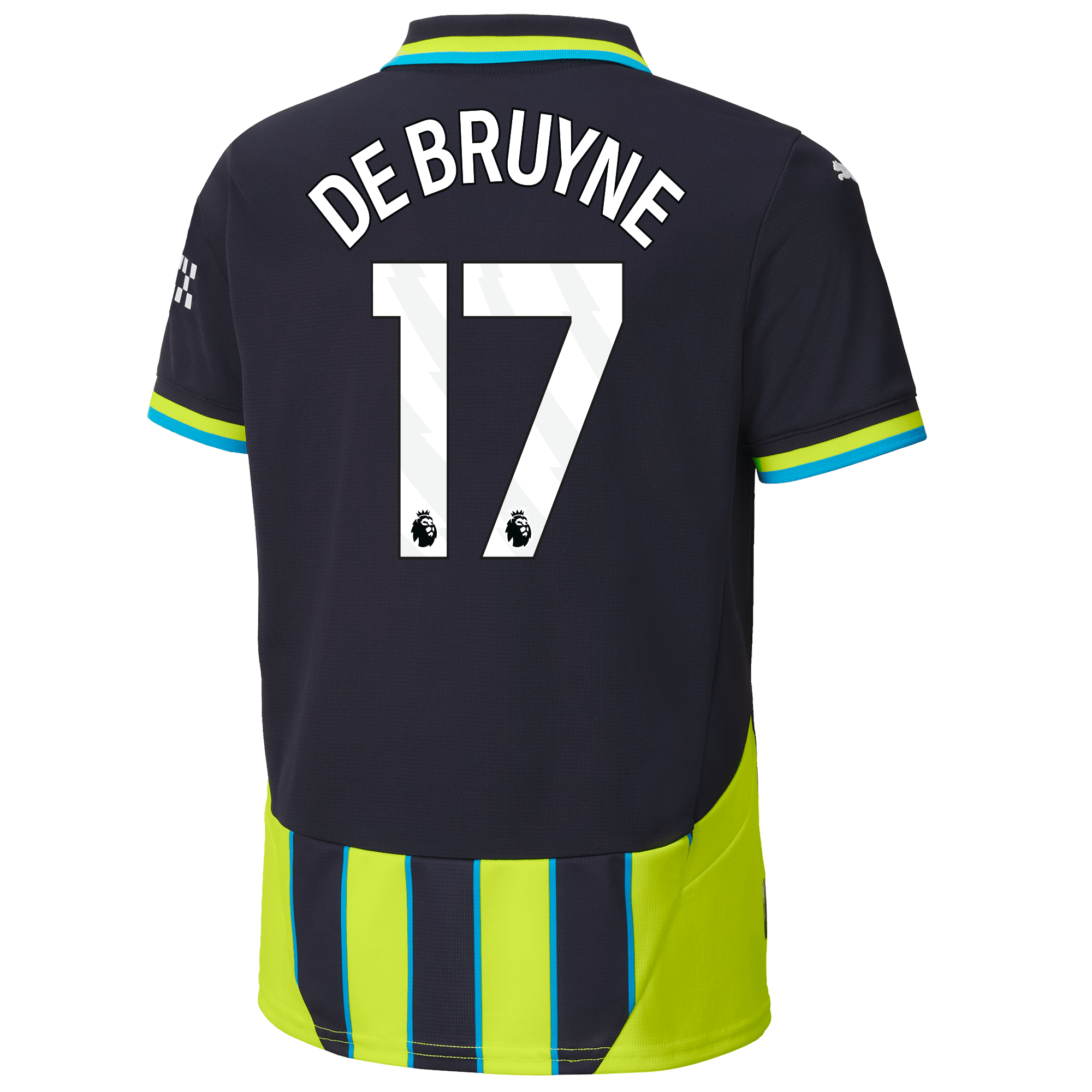 kinder manchester city away jersey 202425 with de bruyne 17 printing | Offizieller Manchester City Store