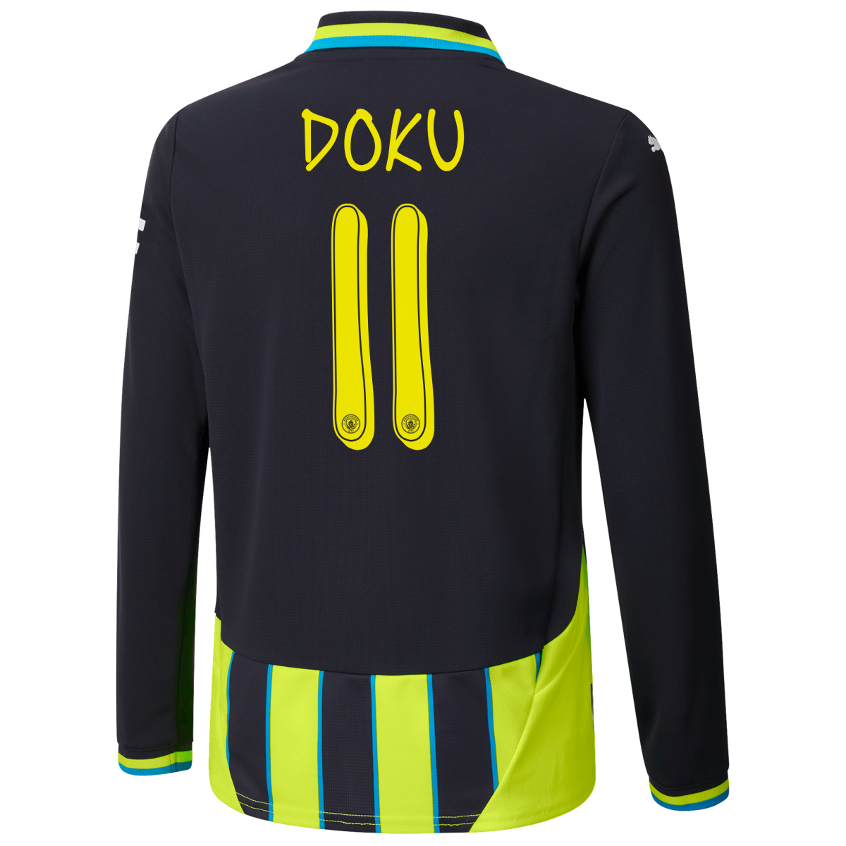 kinder manchester city away jersey newnavy 202425 long sleeve with doku 11 printing | Offizieller Manchester City Store