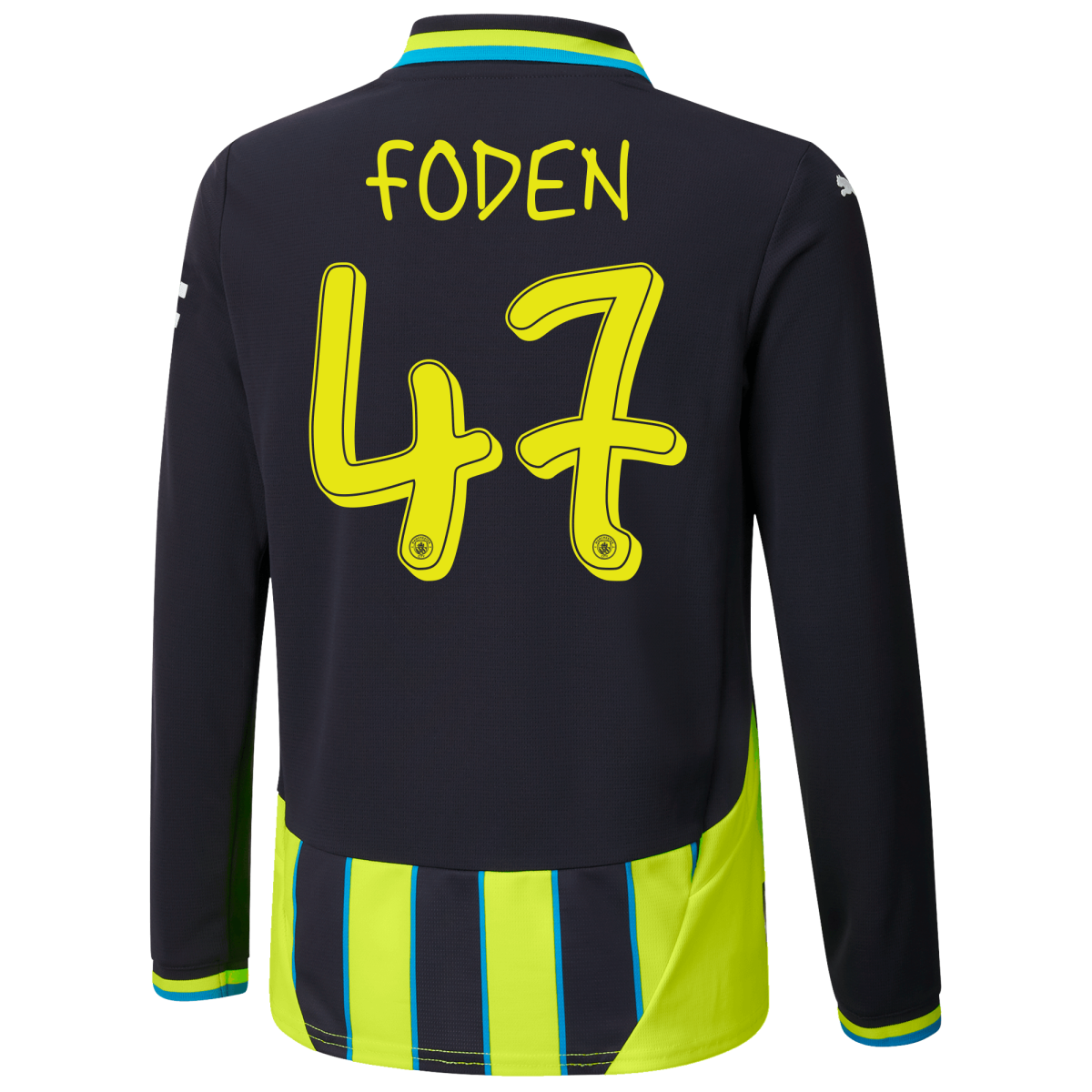 kinder manchester city away jersey newnavy 202425 long sleeve with foden 47 printing | Offizieller Manchester City Store