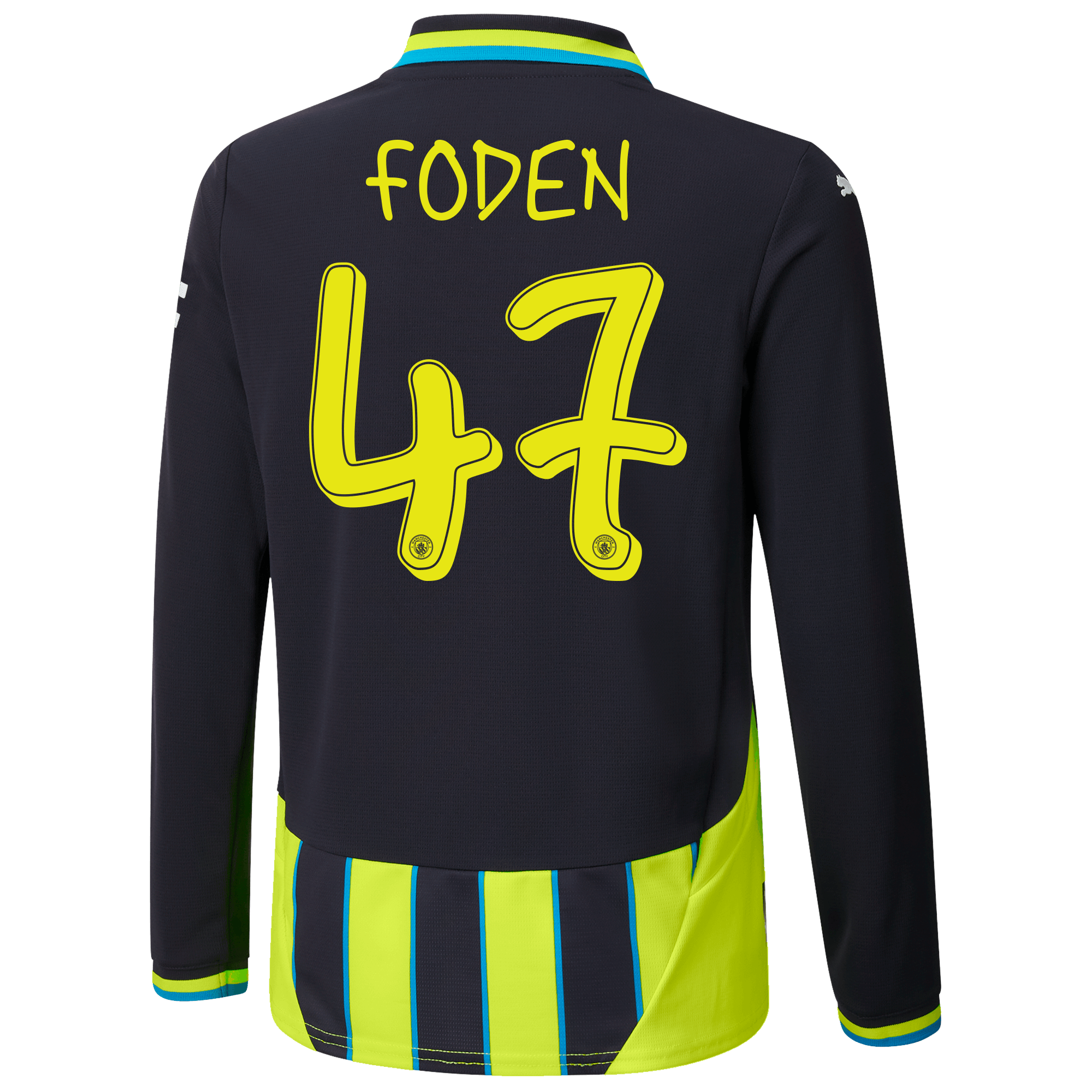 kinder manchester city away jersey newnavy 202425 long sleeve with foden 47 printing | Offizieller Manchester City Store