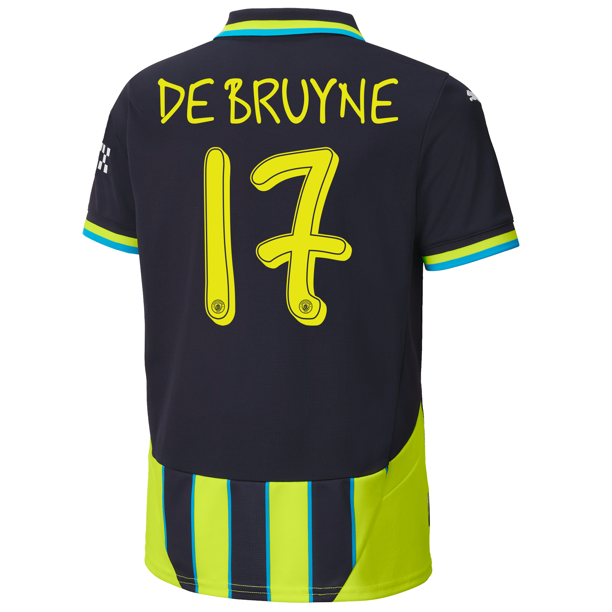 kinder manchester city away jersey newnavy 202425 with de bruyne 17 printing | Offizieller Manchester City Store
