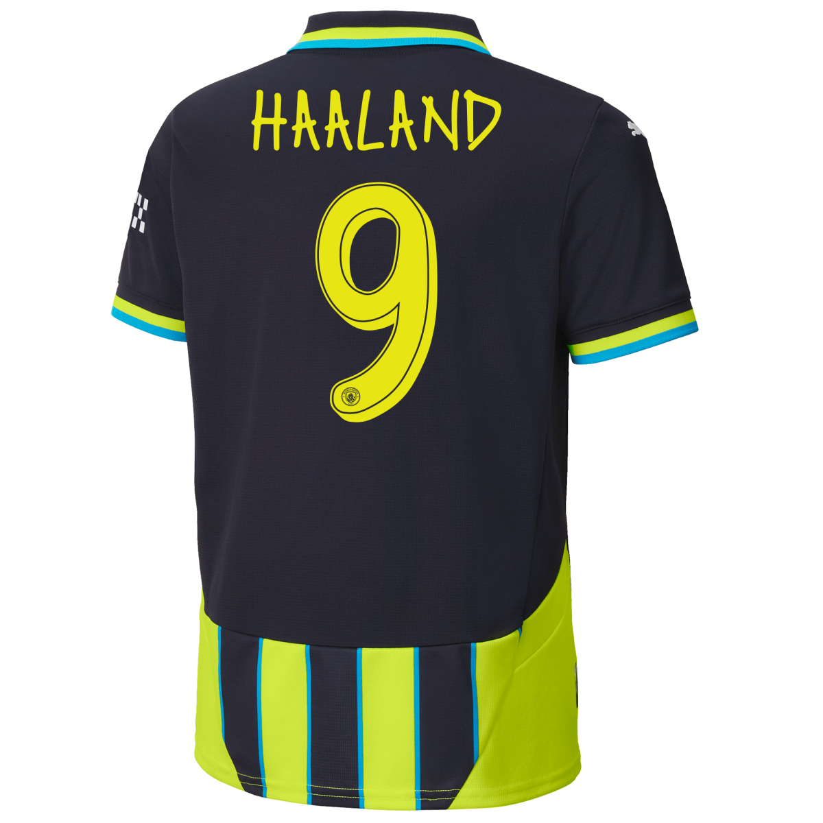 kinder manchester city away jersey newnavy 202425 with haaland 9 printing | Offizieller Manchester City Store