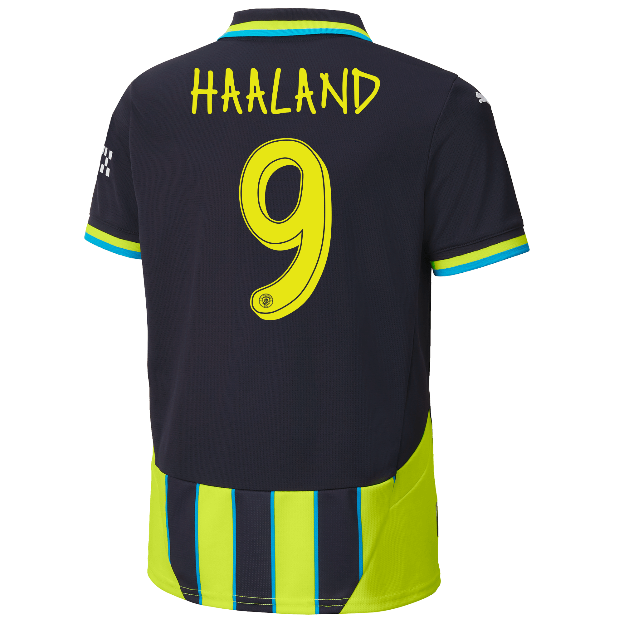 kinder manchester city away jersey newnavy 202425 with haaland 9 printing | Offizieller Manchester City Store