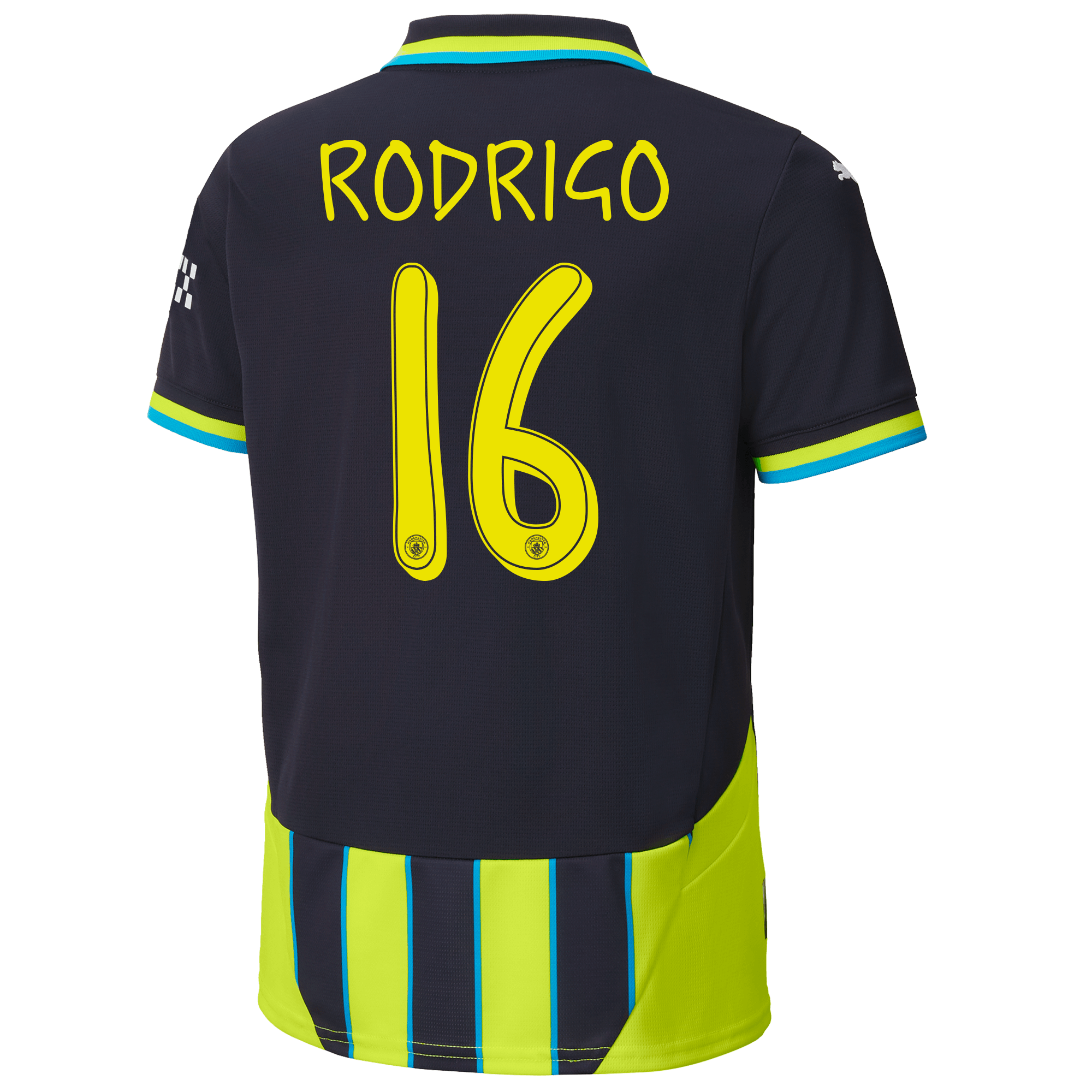 kinder manchester city away jersey newnavy 202425 with rodrigo 16 printing | Offizieller Manchester City Store