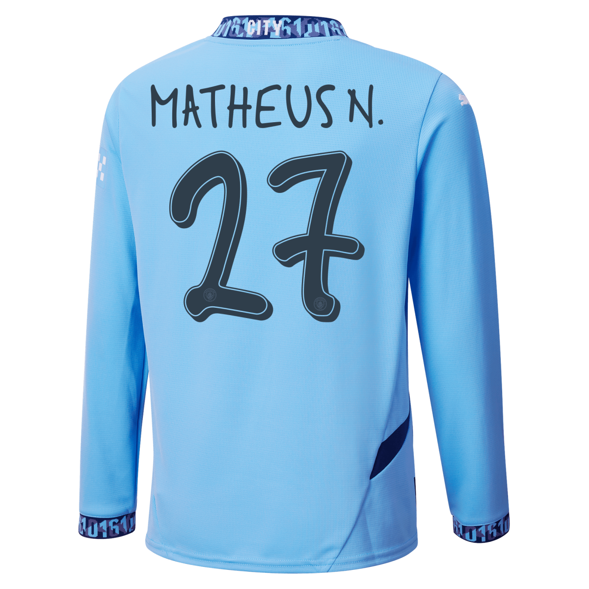 kinder manchester city heimtrikot langarm 202425 mit matheus n. 27 aufdruck | Offizieller Manchester City Store