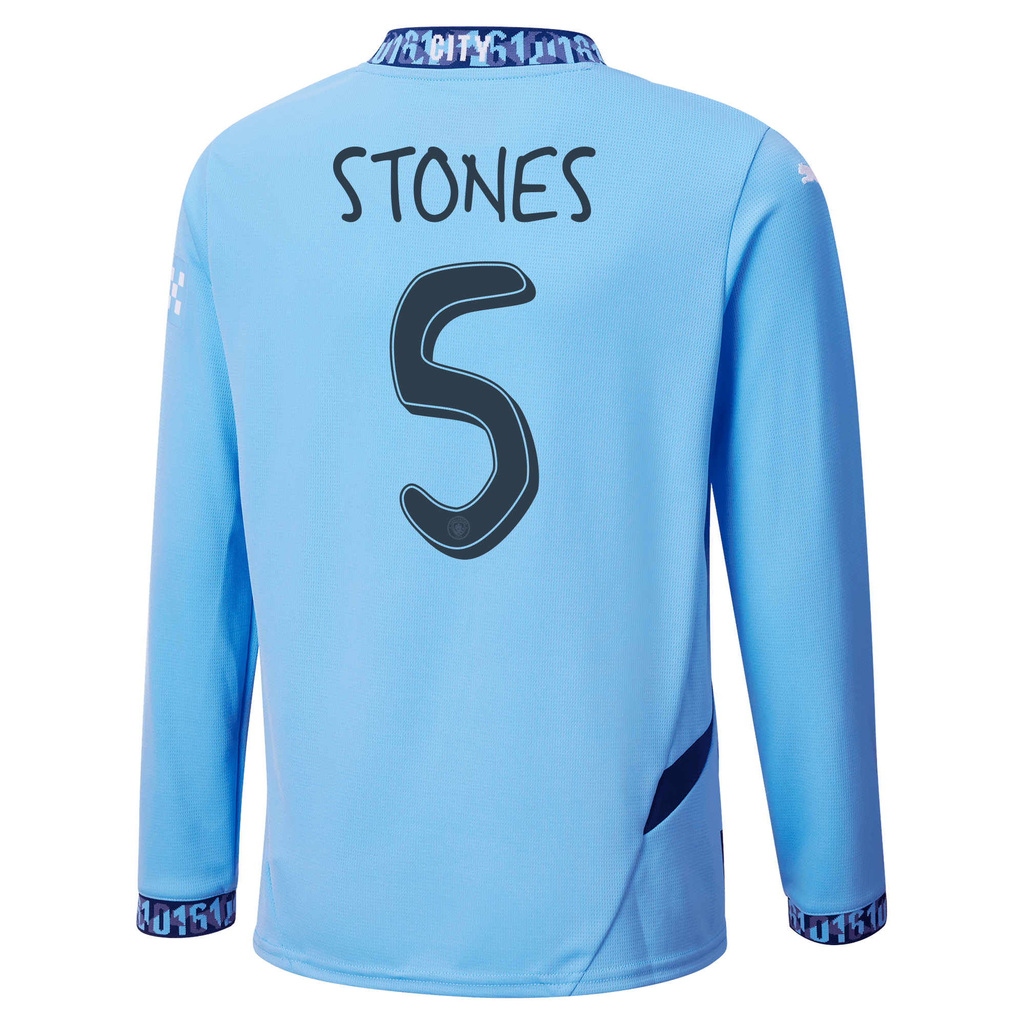 kinder manchester city heimtrikot langarm 202425 mit stones 5 aufdruck | Offizieller Manchester City Store