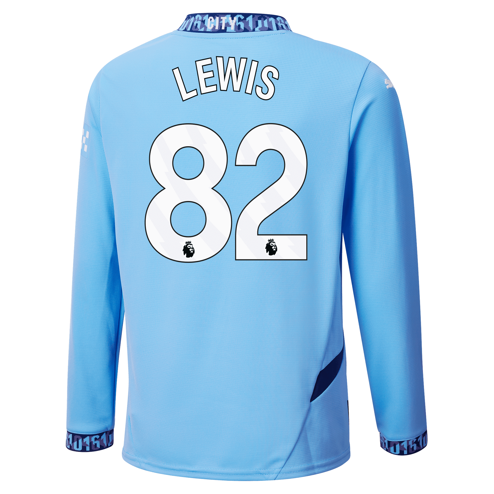 kinder manchester city heimtrikot langarm teamlightblue 202425 mit lewis 82 aufdruck | Offizieller Manchester City Store