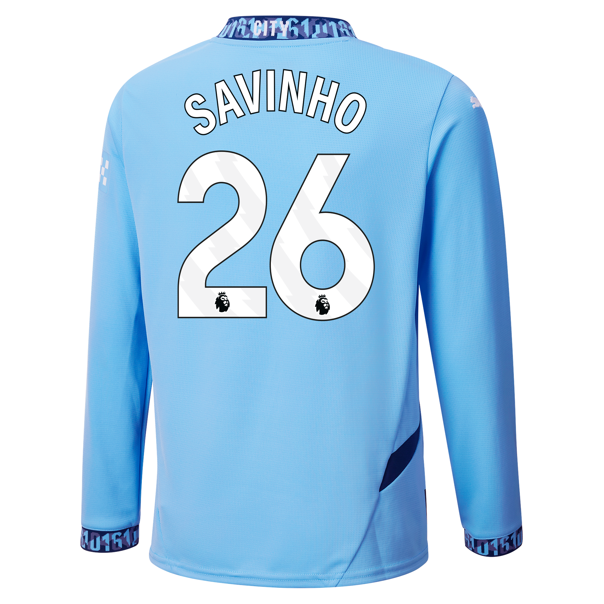 kinder manchester city home jersey teamlightblue 202425 long sleeve with savinho 26 printing | Offizieller Manchester City Store