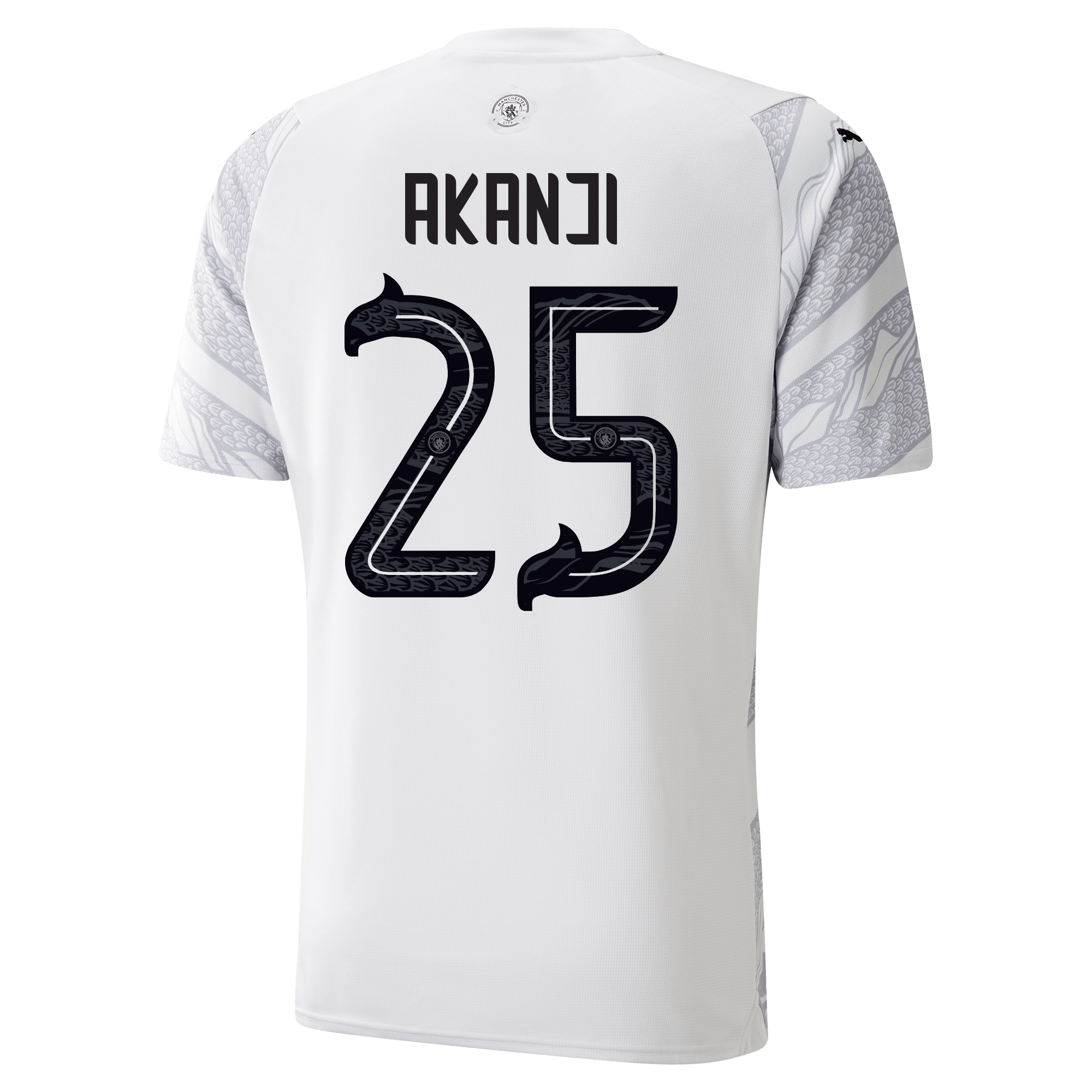 kinder manchester city jahr des drachen trikot black2fsilver 202324 mit akanji 25 aufdruck | Offizieller Manchester City Store
