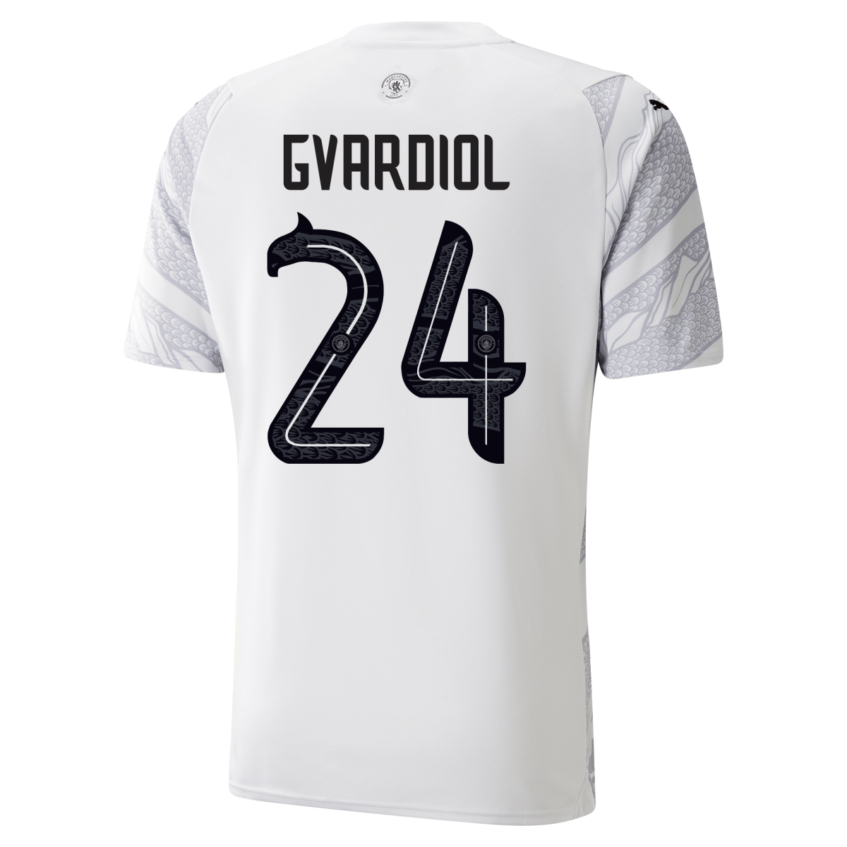 kinder manchester city jahr des drachen trikot black2fsilver 202324 mit gvardiol 24 aufdruck | Offizieller Manchester City Store