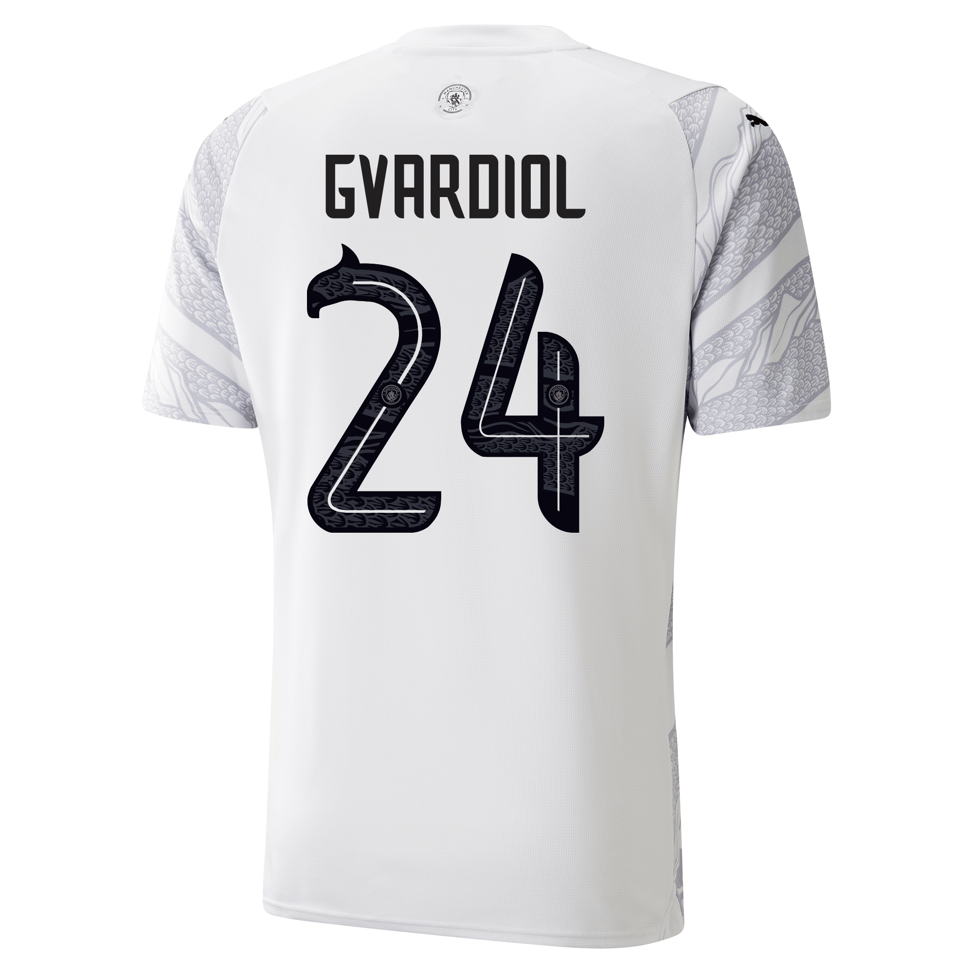 kinder manchester city jahr des drachen trikot black2fsilver 202324 mit gvardiol 24 aufdruck | Offizieller Manchester City Store