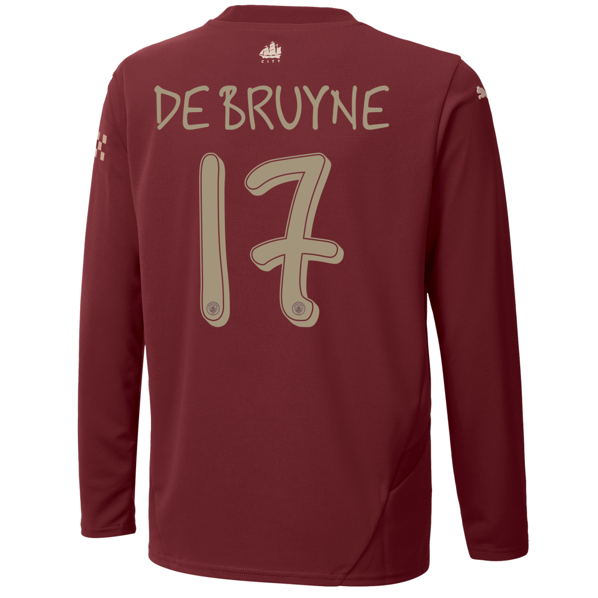 kinder manchester city third jersey 202425 long sleeve with de bruyne 17 printing | Offizieller Manchester City Store