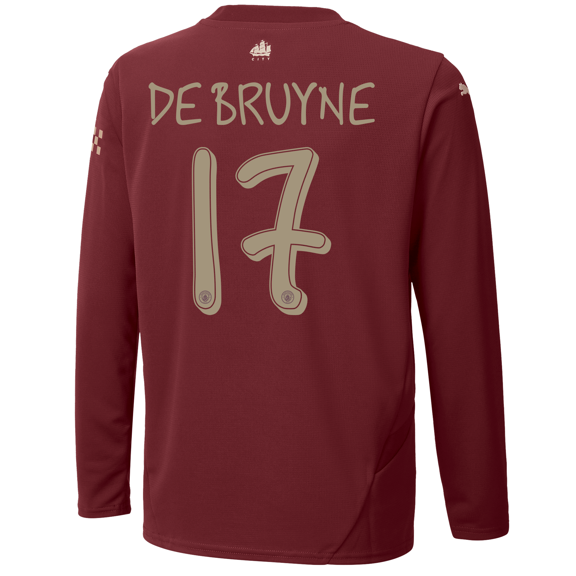 kinder manchester city third jersey 202425 long sleeve with de bruyne 17 printing | Offizieller Manchester City Store