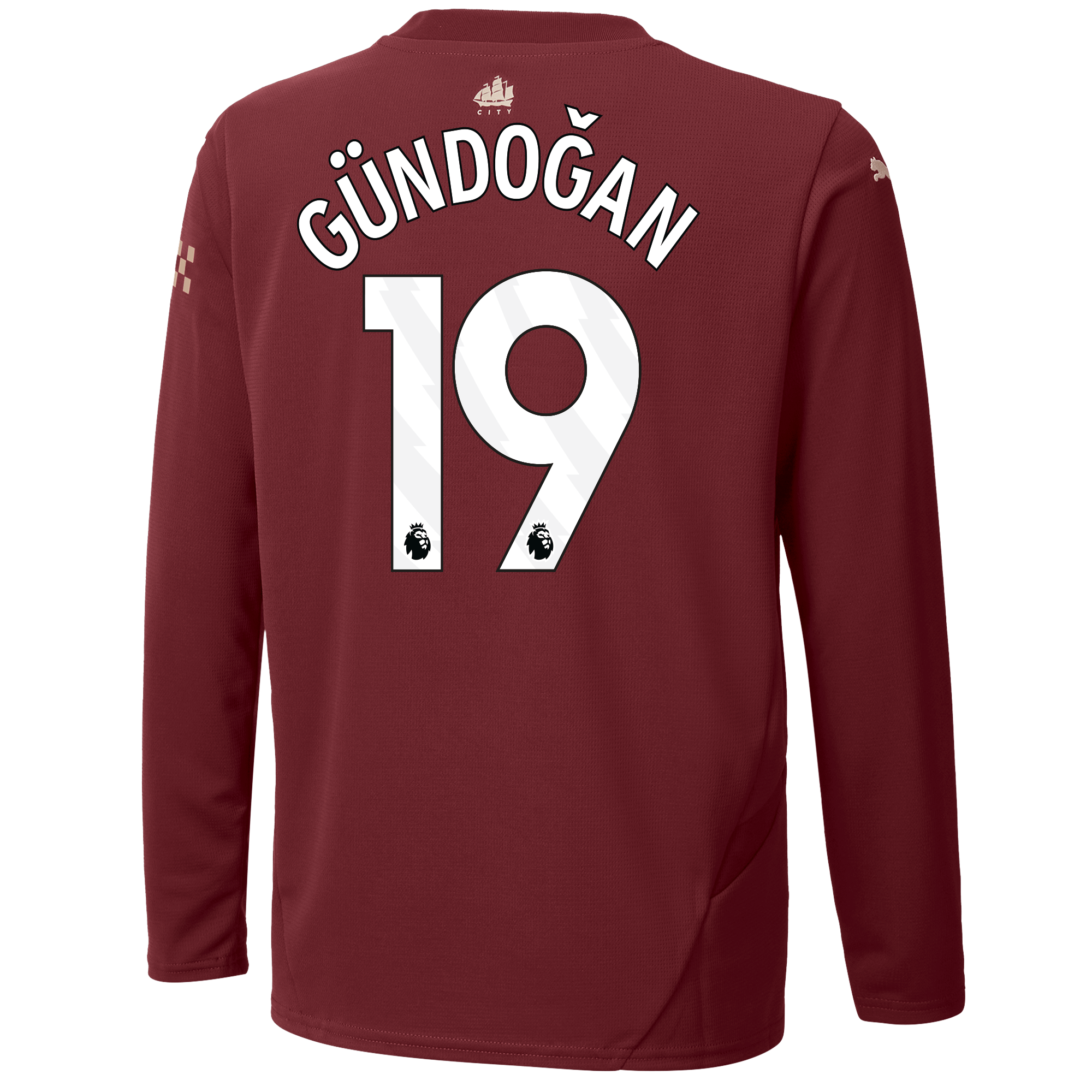 kinder manchester city third jersey burgundy 202425 long sleeve with gÜndoĞan 19 printing | Offizieller Manchester City Store