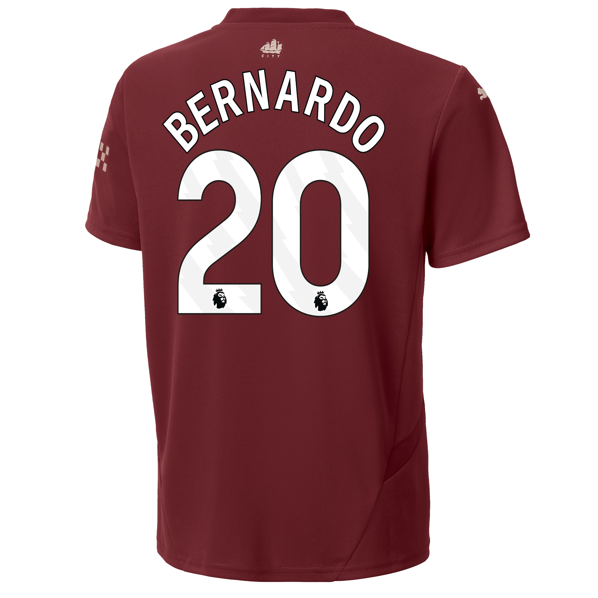 kinder manchester city third jersey burgundy 202425 with bernardo 20 printing | Offizieller Manchester City Store