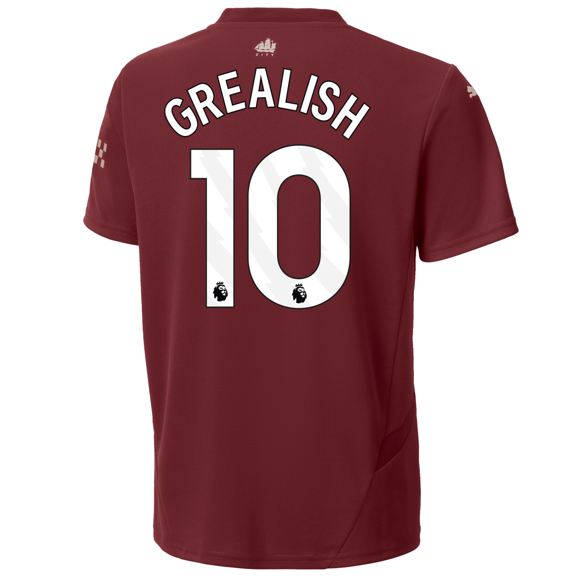 kinder manchester city third jersey burgundy 202425 with grealish 10 printing | Offizieller Manchester City Store
