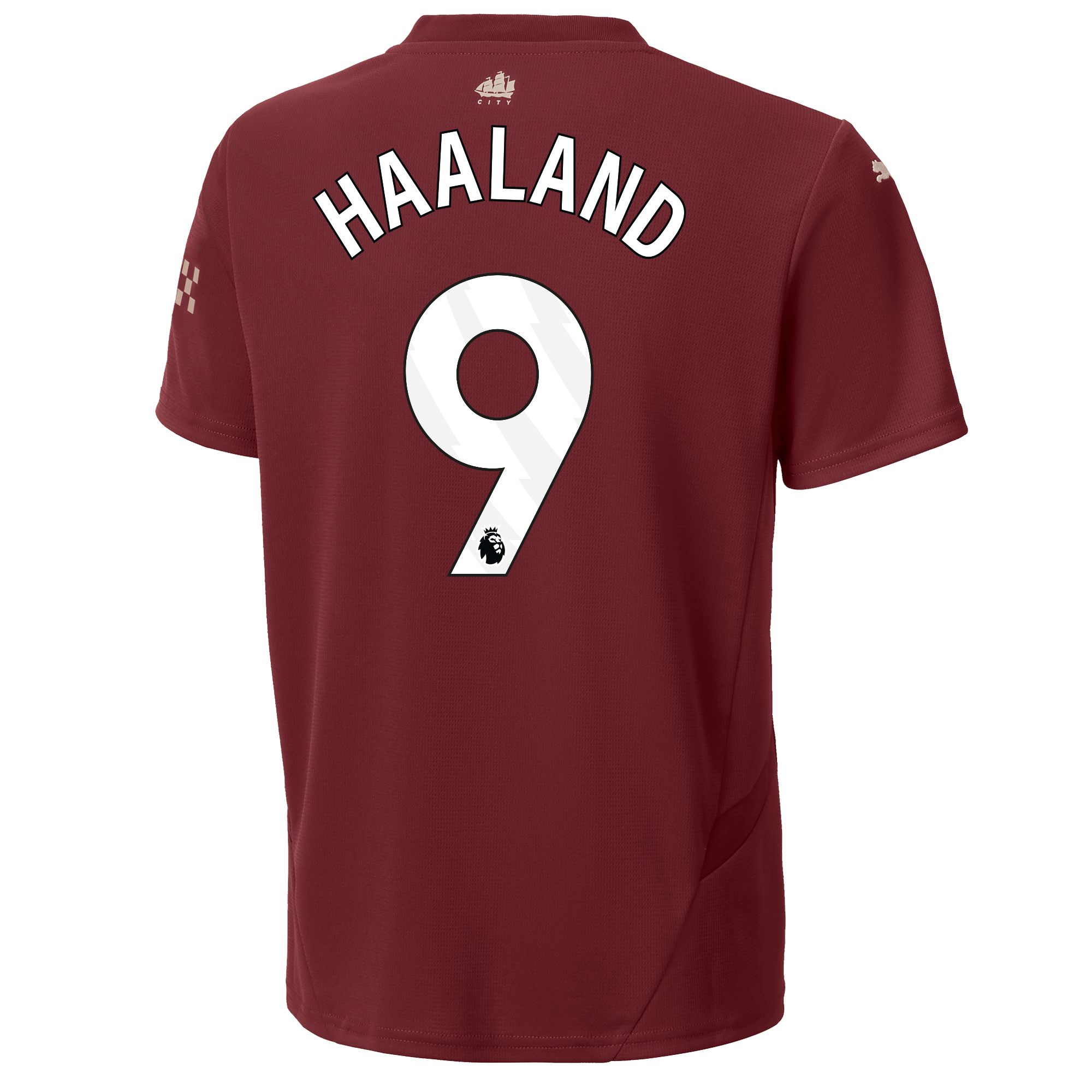 kinder manchester city third jersey burgundy 202425 with haaland 9 printing | Offizieller Manchester City Store