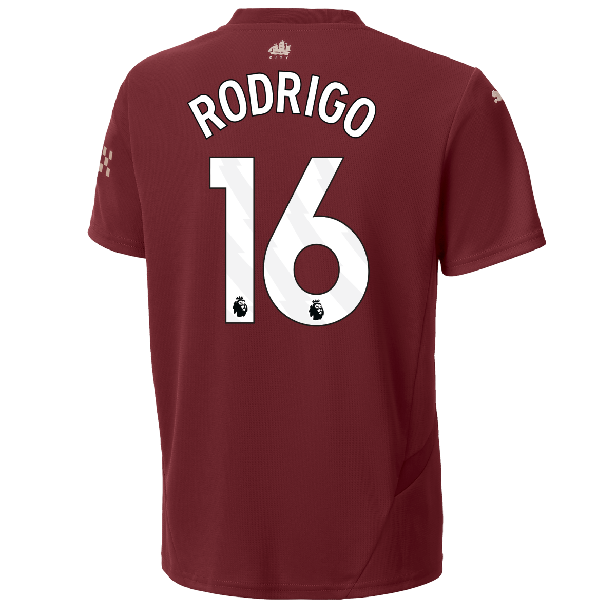 kinder manchester city third jersey burgundy 202425 with rodrigo 16 printing | Offizieller Manchester City Store