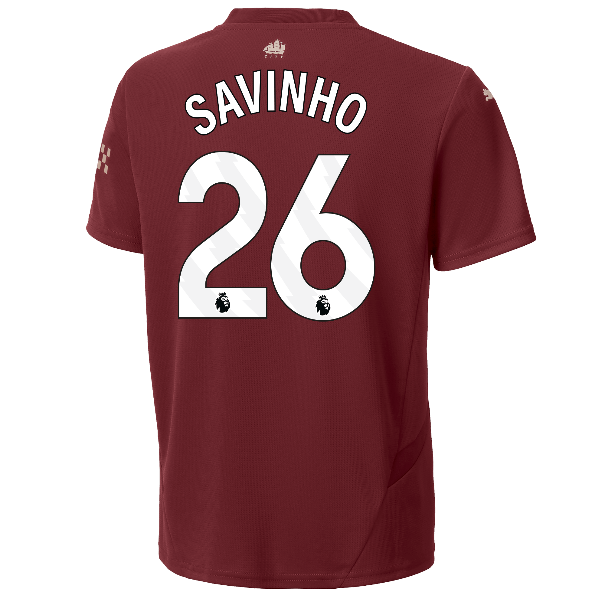 kinder manchester city third jersey burgundy 202425 with savinho 26 printing | Offizieller Manchester City Store