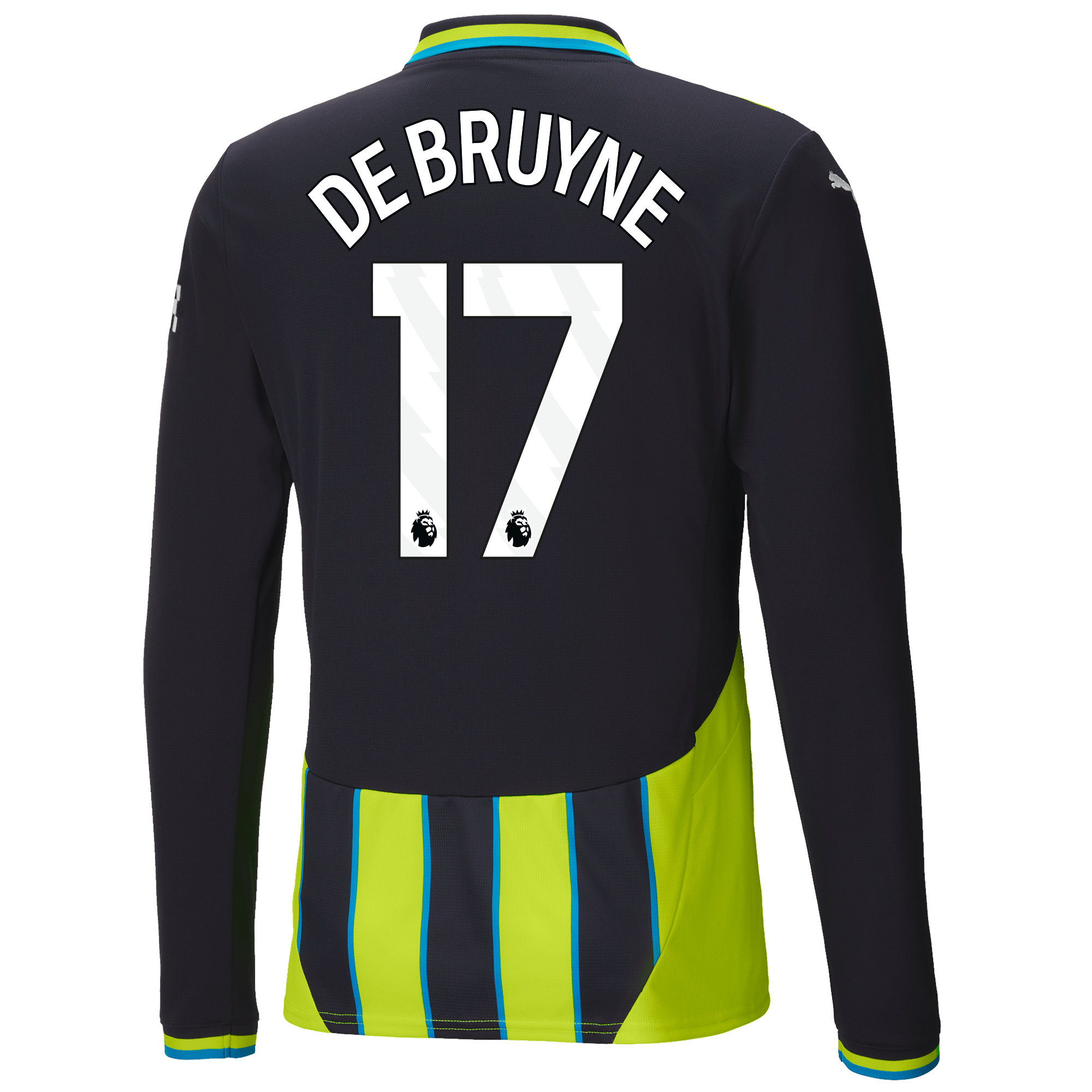 manchester city authentic away jersey 202425 long sleeve with de bruyne 17 printing | Offizieller Manchester City Store