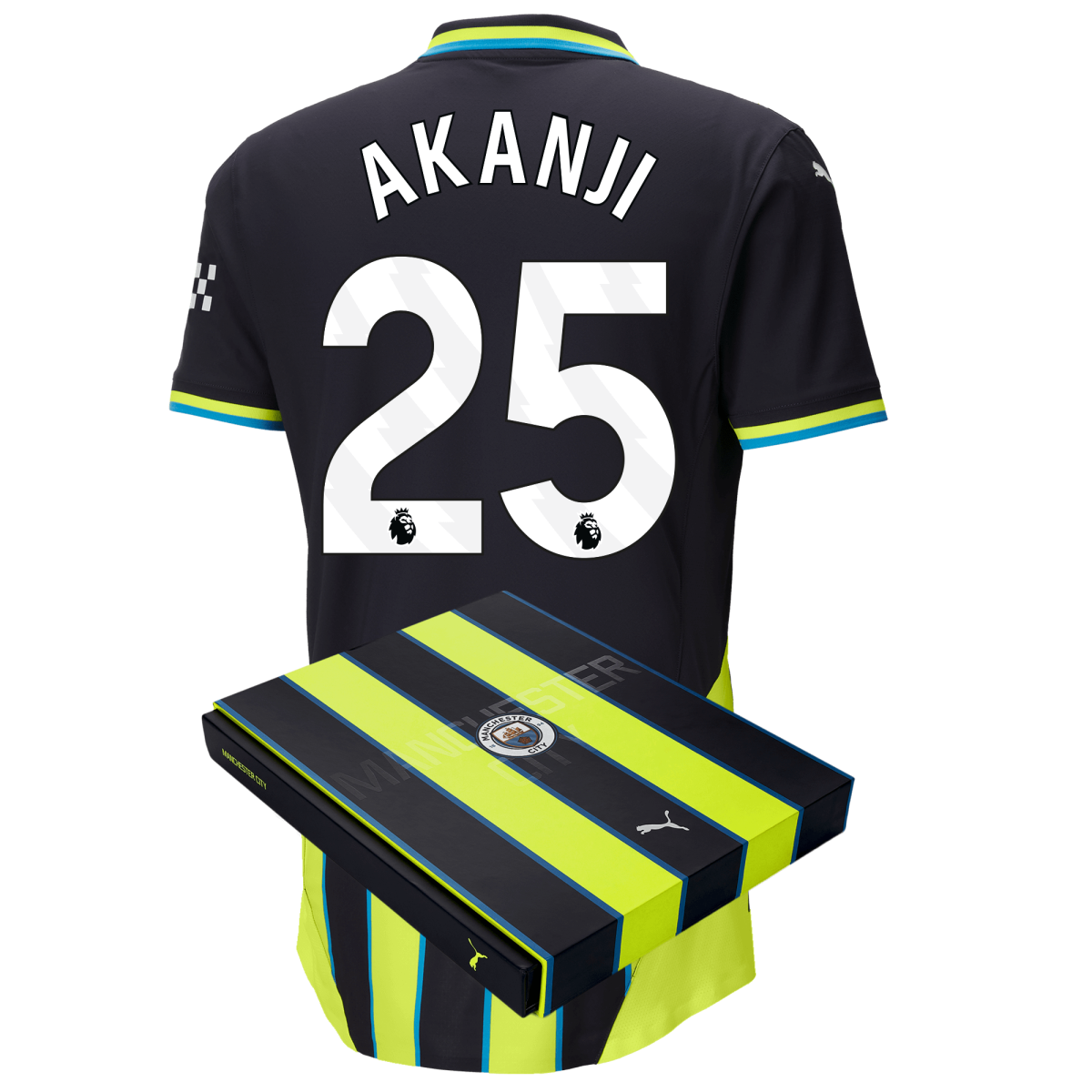 manchester city authentic away jersey 202425 with akanji 25 printing in gift box | Offizieller Manchester City Store