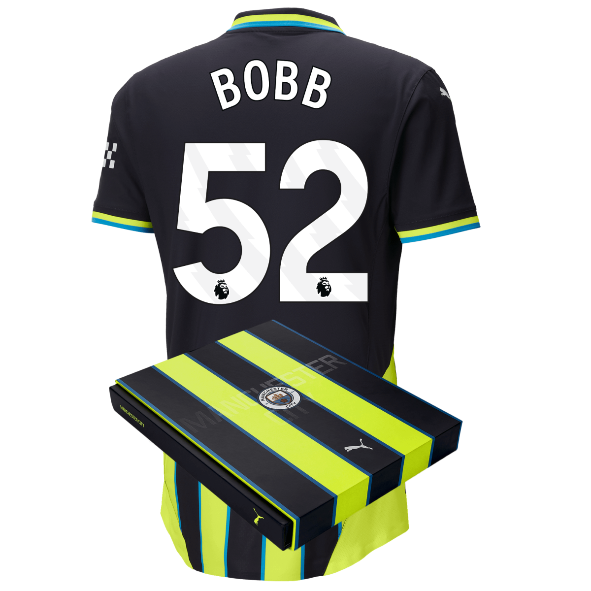 manchester city authentic away jersey 202425 with bobb 52 printing in gift box | Offizieller Manchester City Store