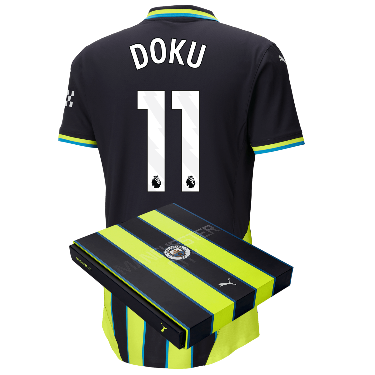 manchester city authentic away jersey 202425 with doku 11 printing in gift box | Offizieller Manchester City Store