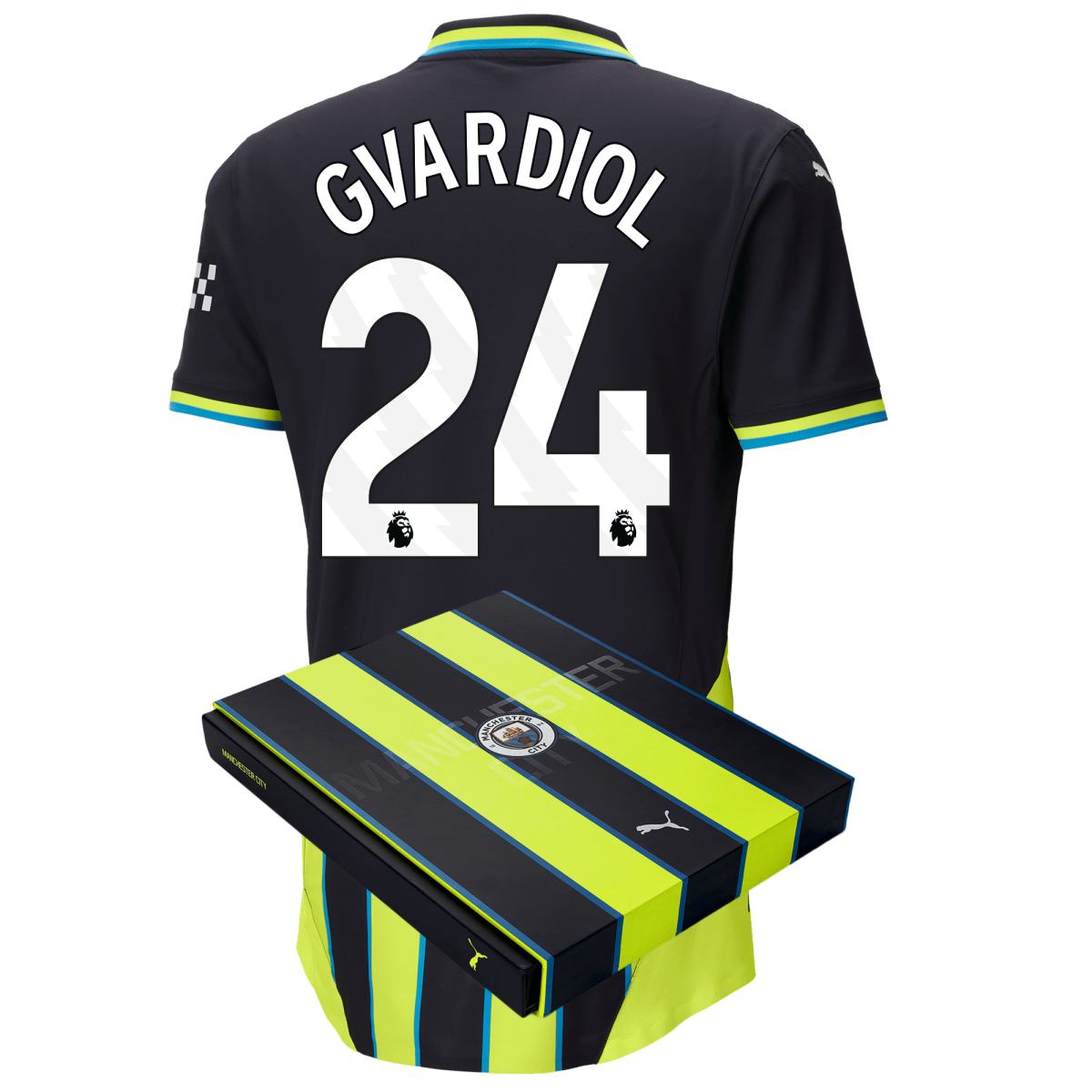 manchester city authentic away jersey 202425 with gvardiol 24 printing in gift box | Offizieller Manchester City Store