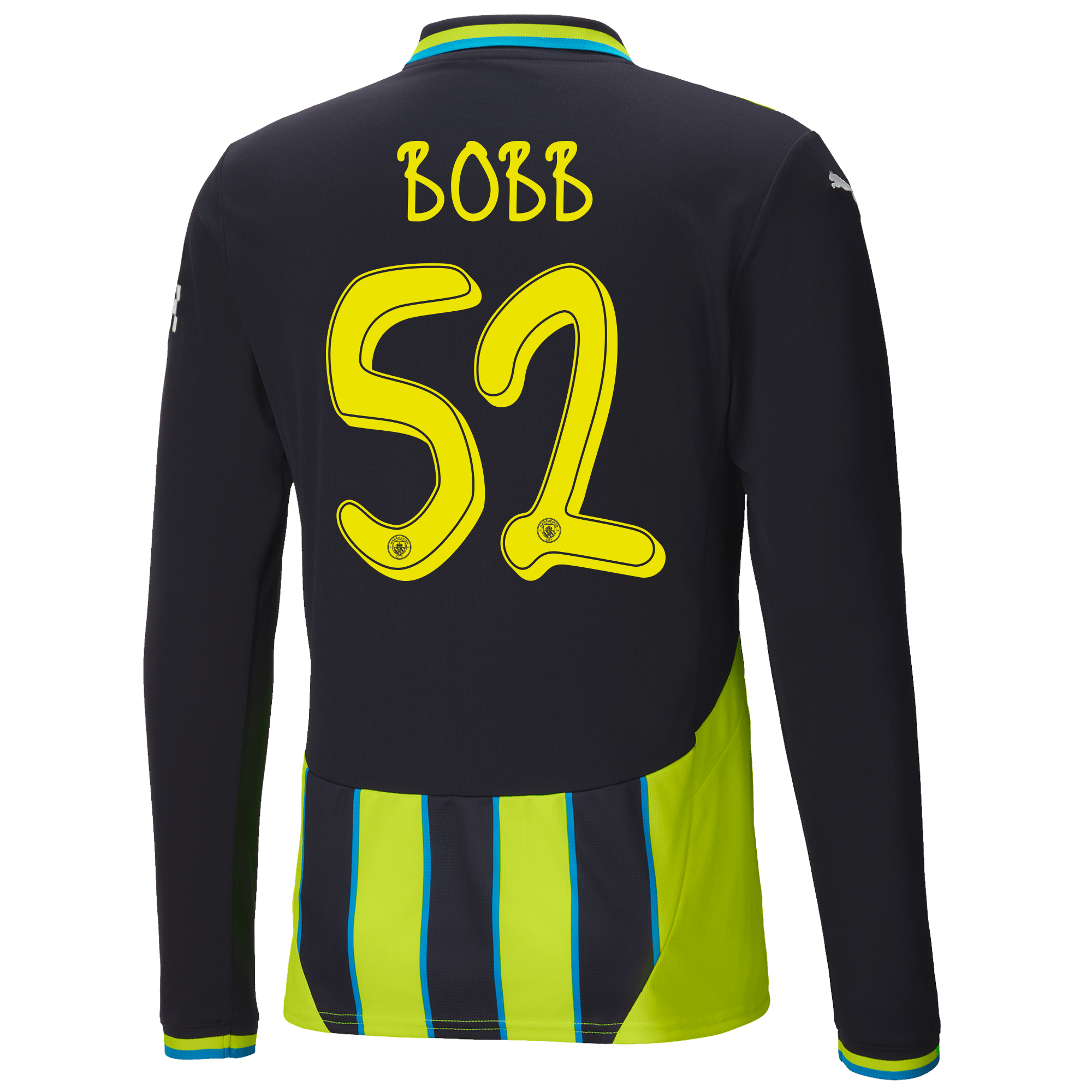 manchester city authentic away jersey newnavy 202425 long sleeve with bobb 52 printing | Offizieller Manchester City Store