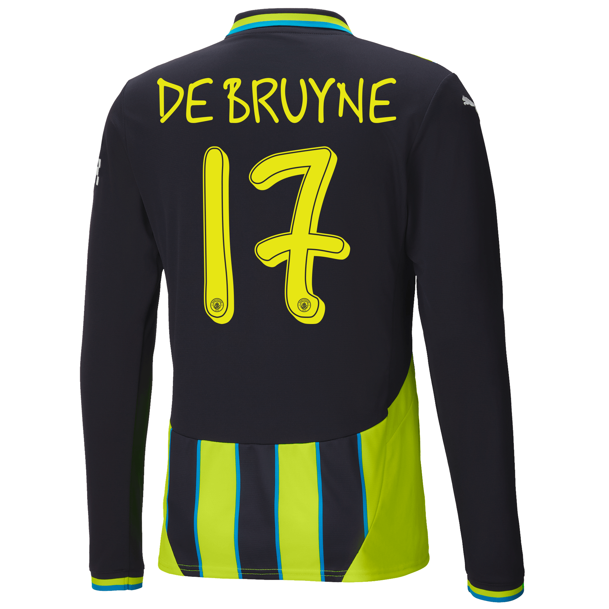 manchester city authentic away jersey newnavy 202425 long sleeve with de bruyne 17 printing | Offizieller Manchester City Store