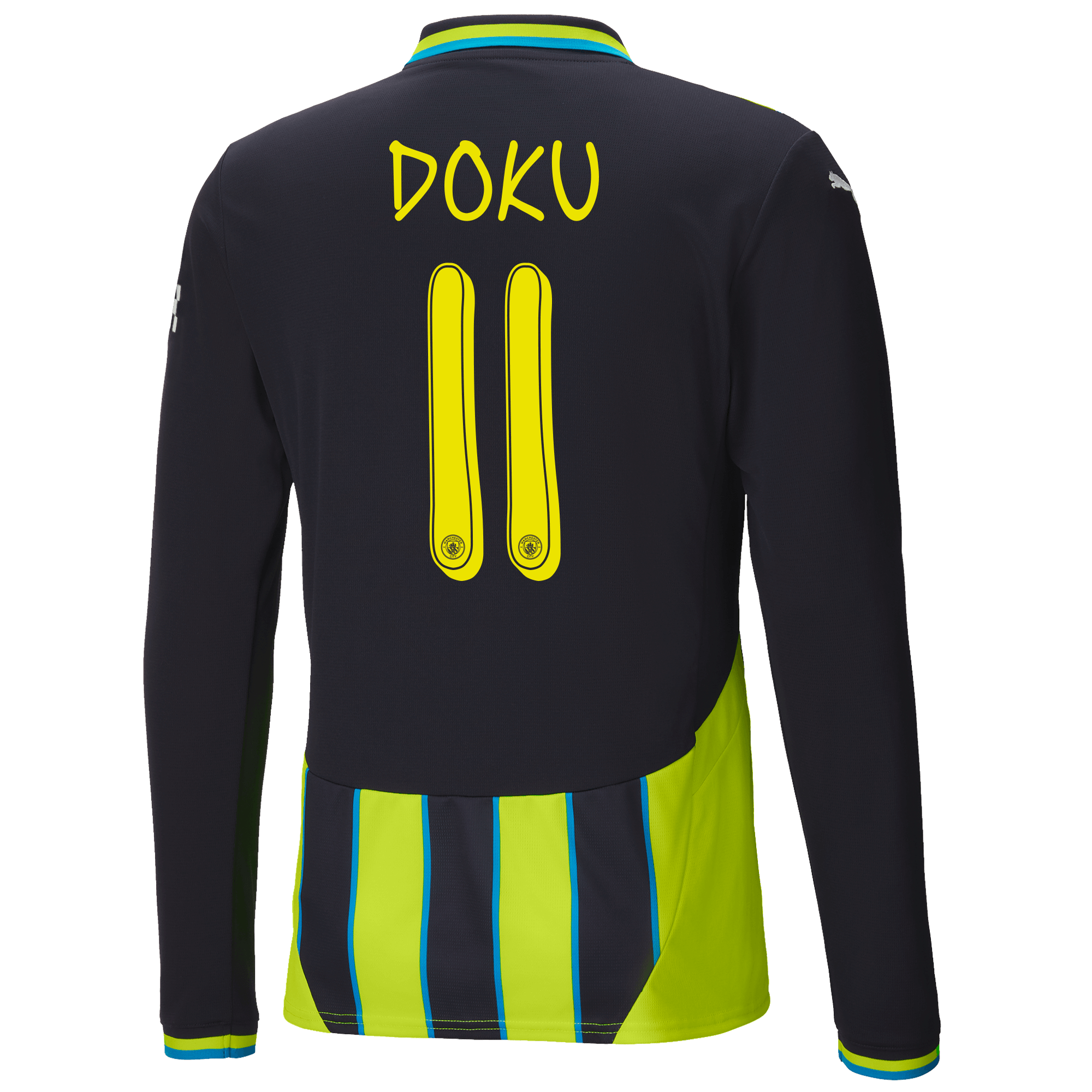 manchester city authentic away jersey newnavy 202425 long sleeve with doku 11 printing | Offizieller Manchester City Store