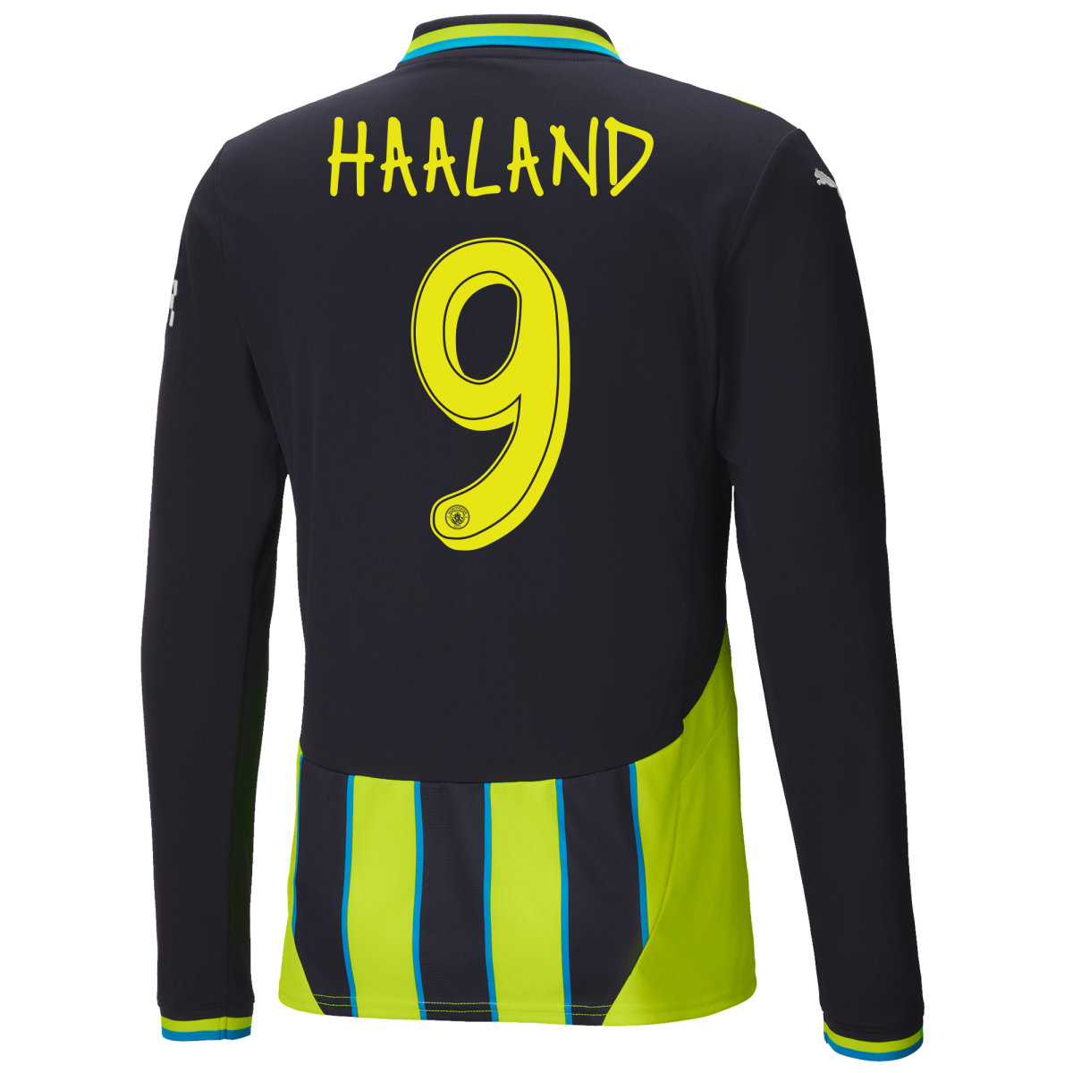 manchester city authentic away jersey newnavy 202425 long sleeve with haaland 9 printing | Offizieller Manchester City Store