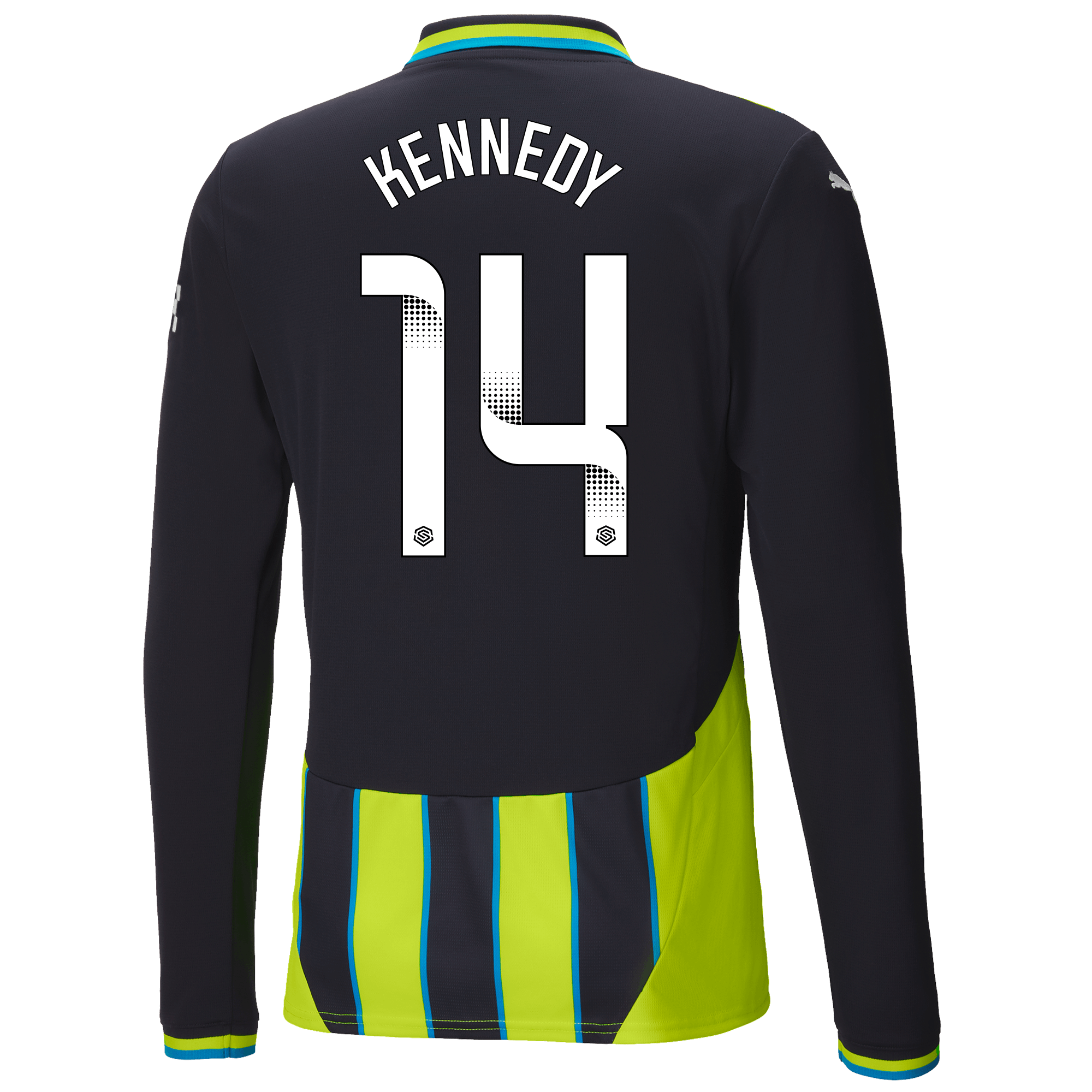 manchester city authentic away jersey newnavy 202425 long sleeve with kennedy 14 printing | Offizieller Manchester City Store