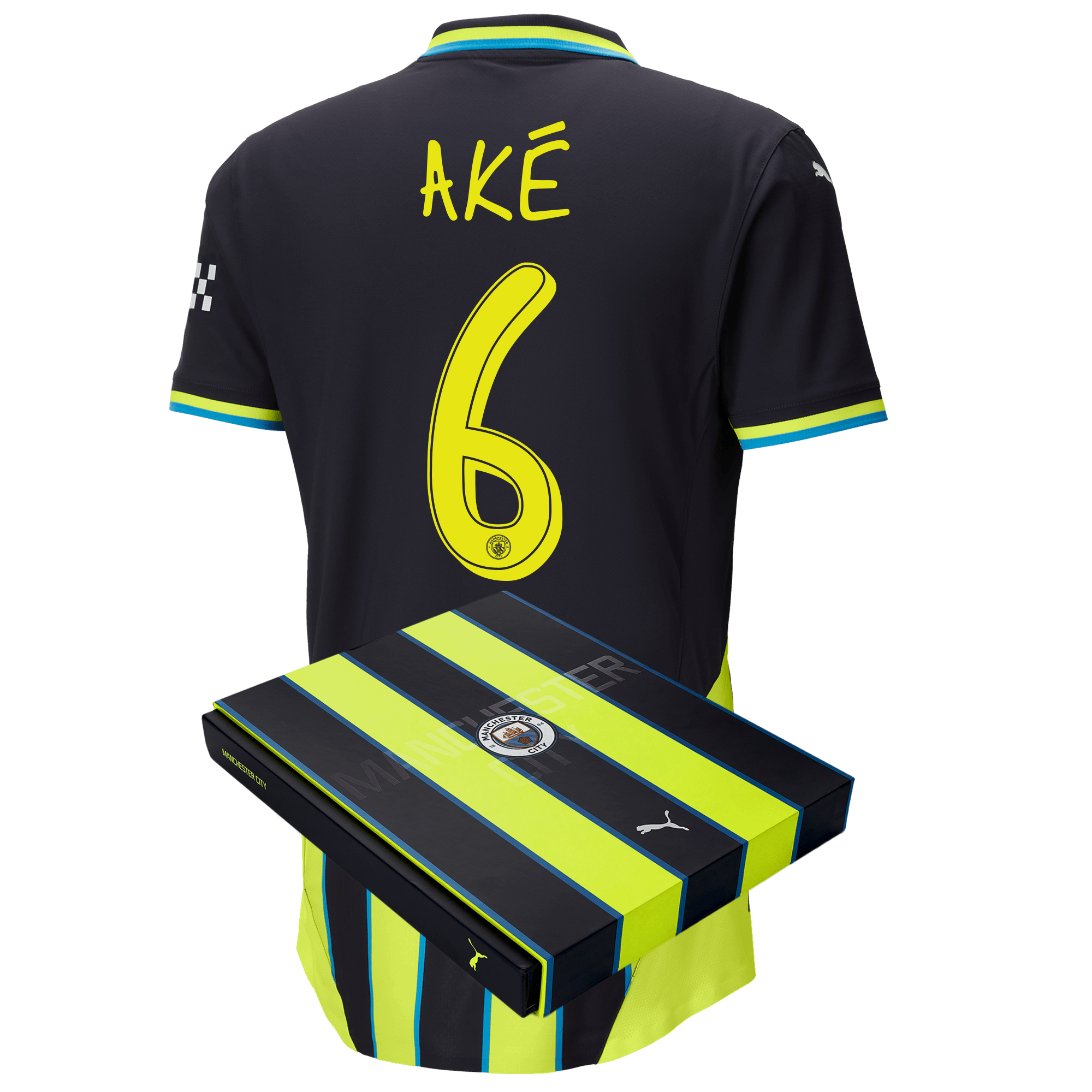 manchester city authentic away jersey newnavy 202425 with akÉ 6 printing in gift box | Offizieller Manchester City Store