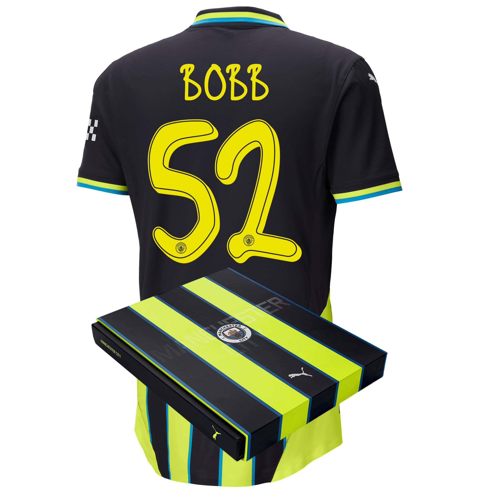 manchester city authentic away jersey newnavy 202425 with bobb 52 printing in gift box | Offizieller Manchester City Store