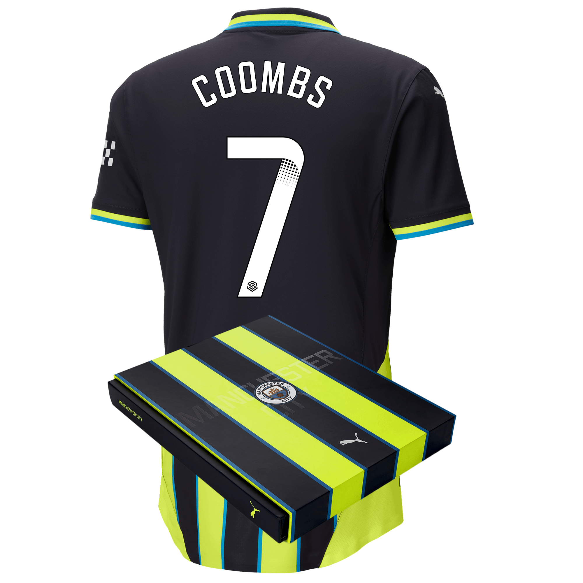 manchester city authentic away jersey newnavy 202425 with coombs 7 printing in gift box | Offizieller Manchester City Store